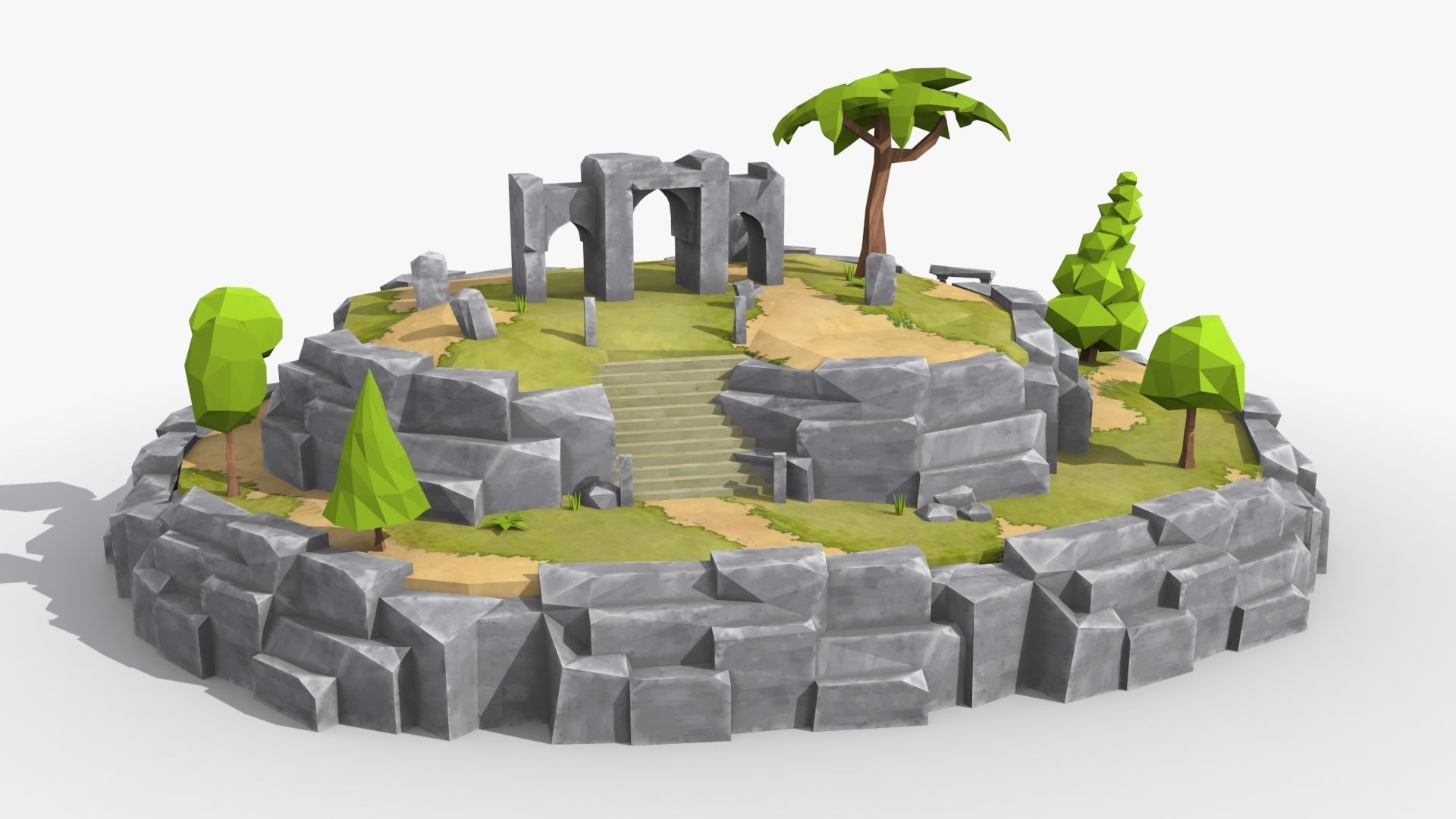 10 cartoon island landscape low poly 3D Model Collection_38