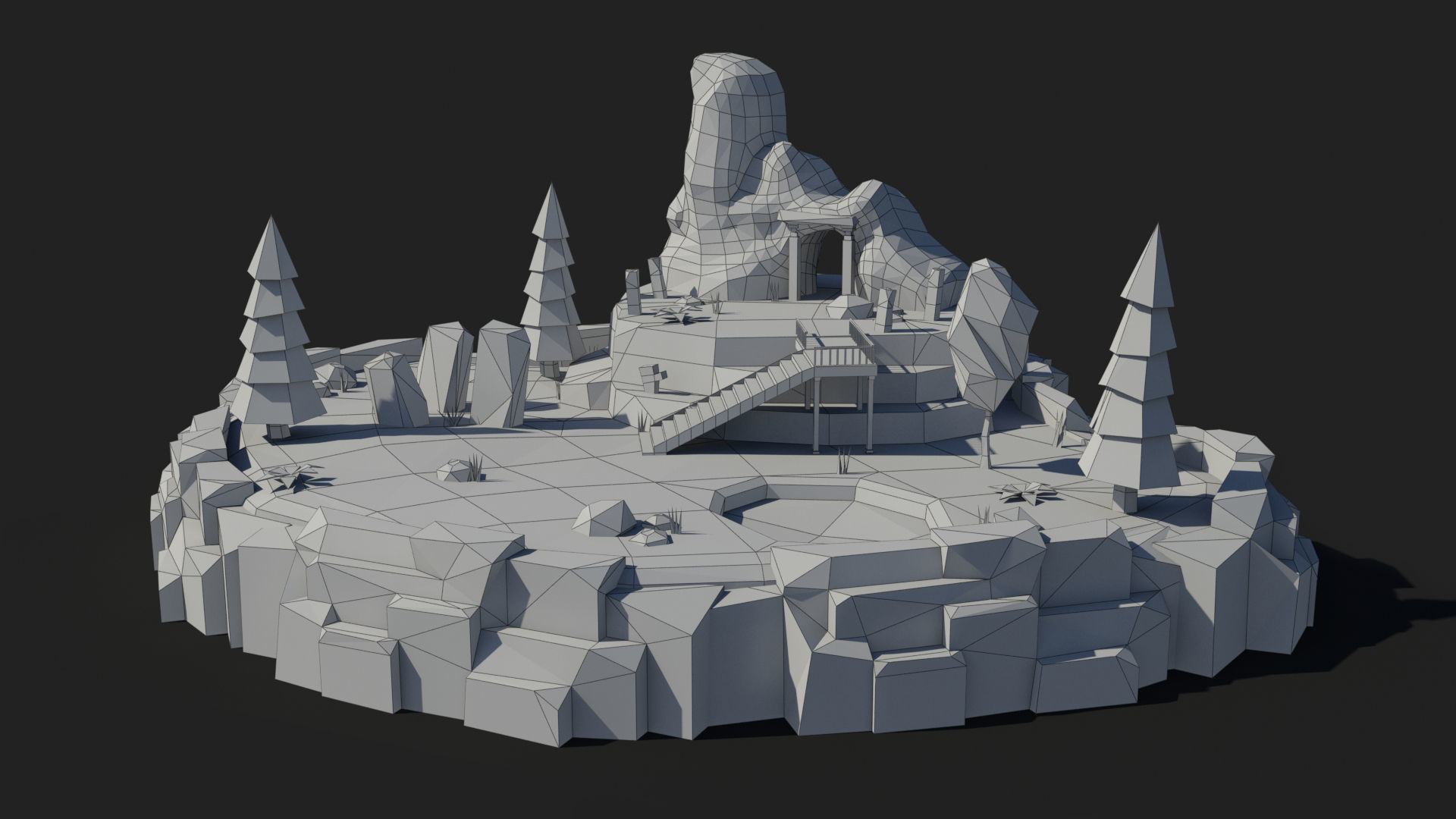 10 cartoon island landscape low poly 3D Model Collection_9