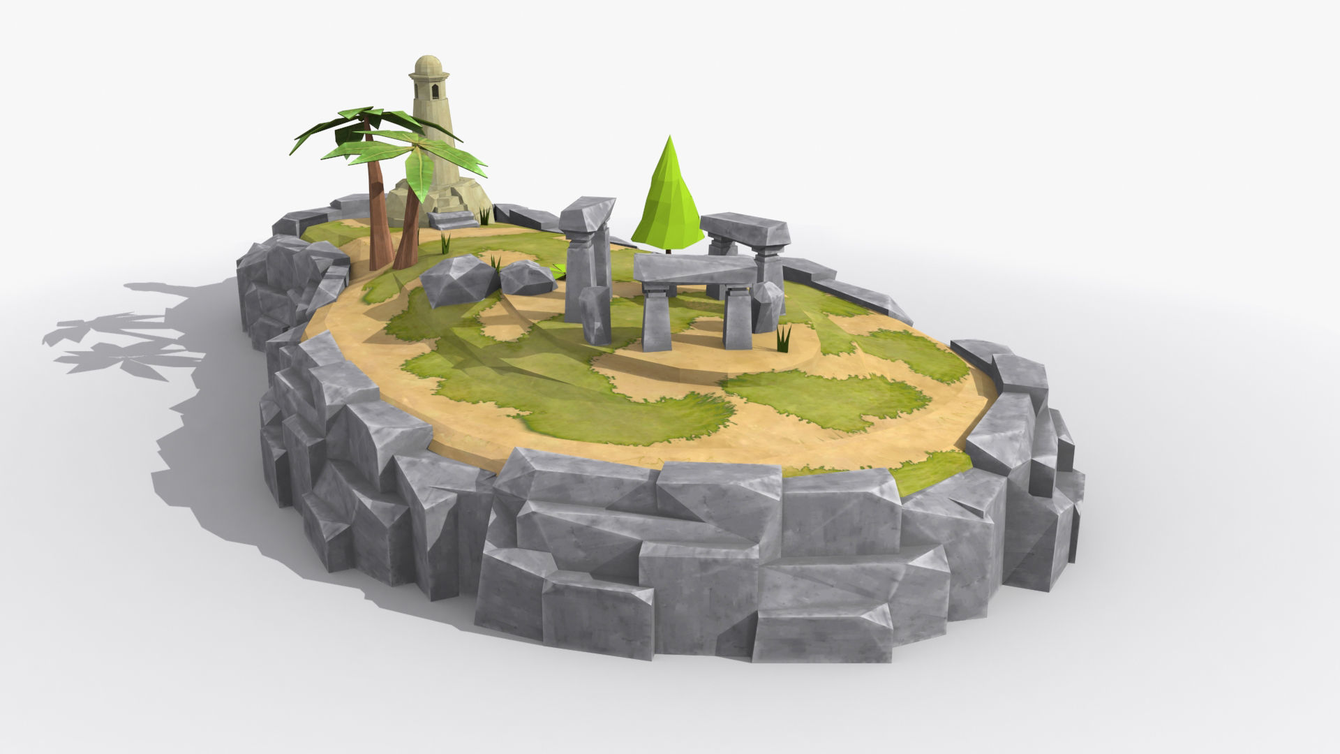 10 cartoon island landscape low poly 3D Model Collection_28