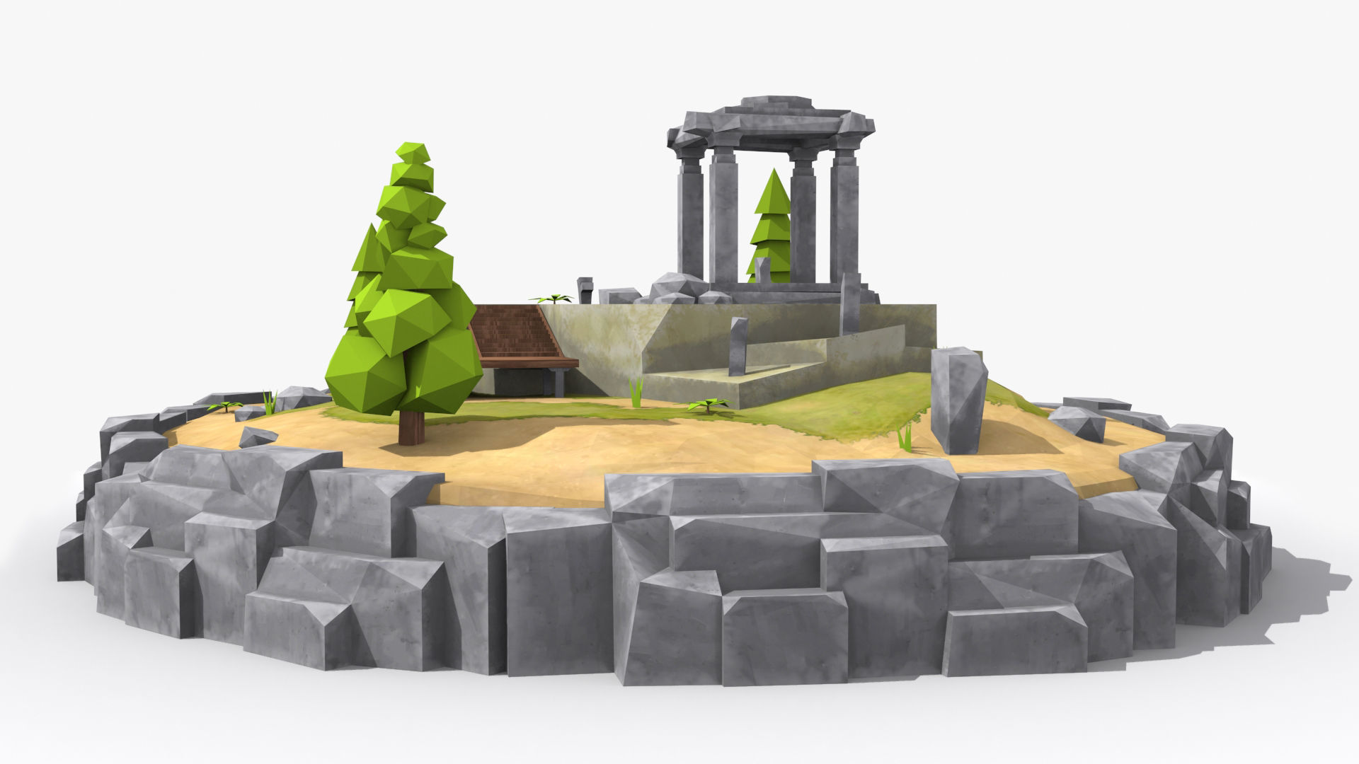 10 cartoon island landscape low poly 3D Model Collection_2