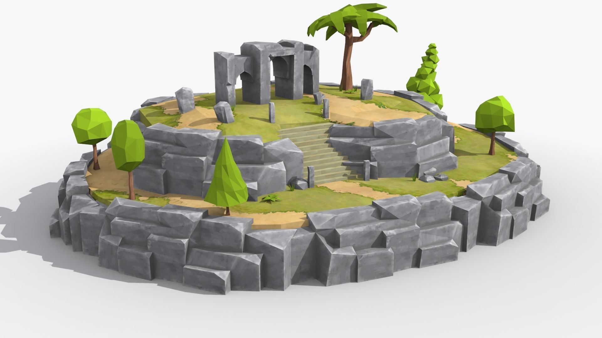 10 cartoon island landscape low poly 3D Model Collection_36