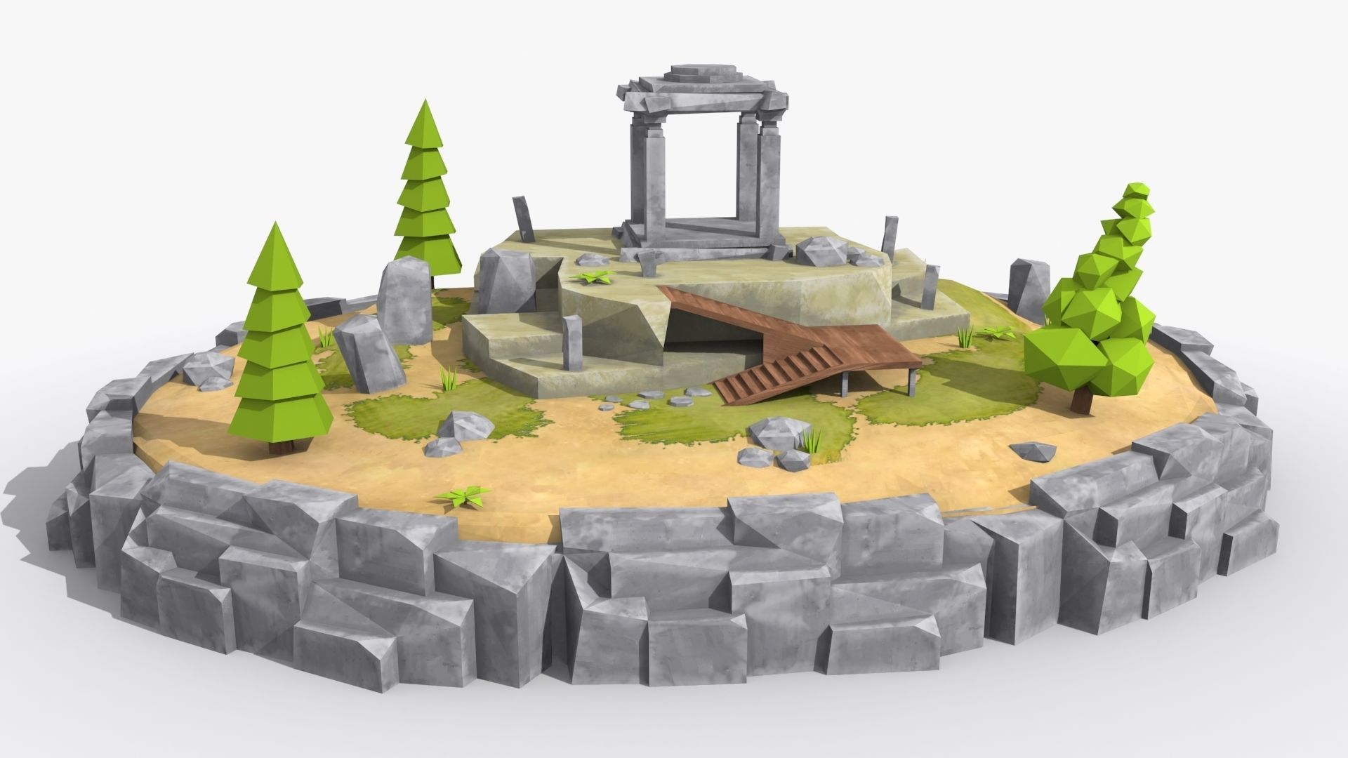 10 cartoon island landscape low poly 3D Model Collection_1