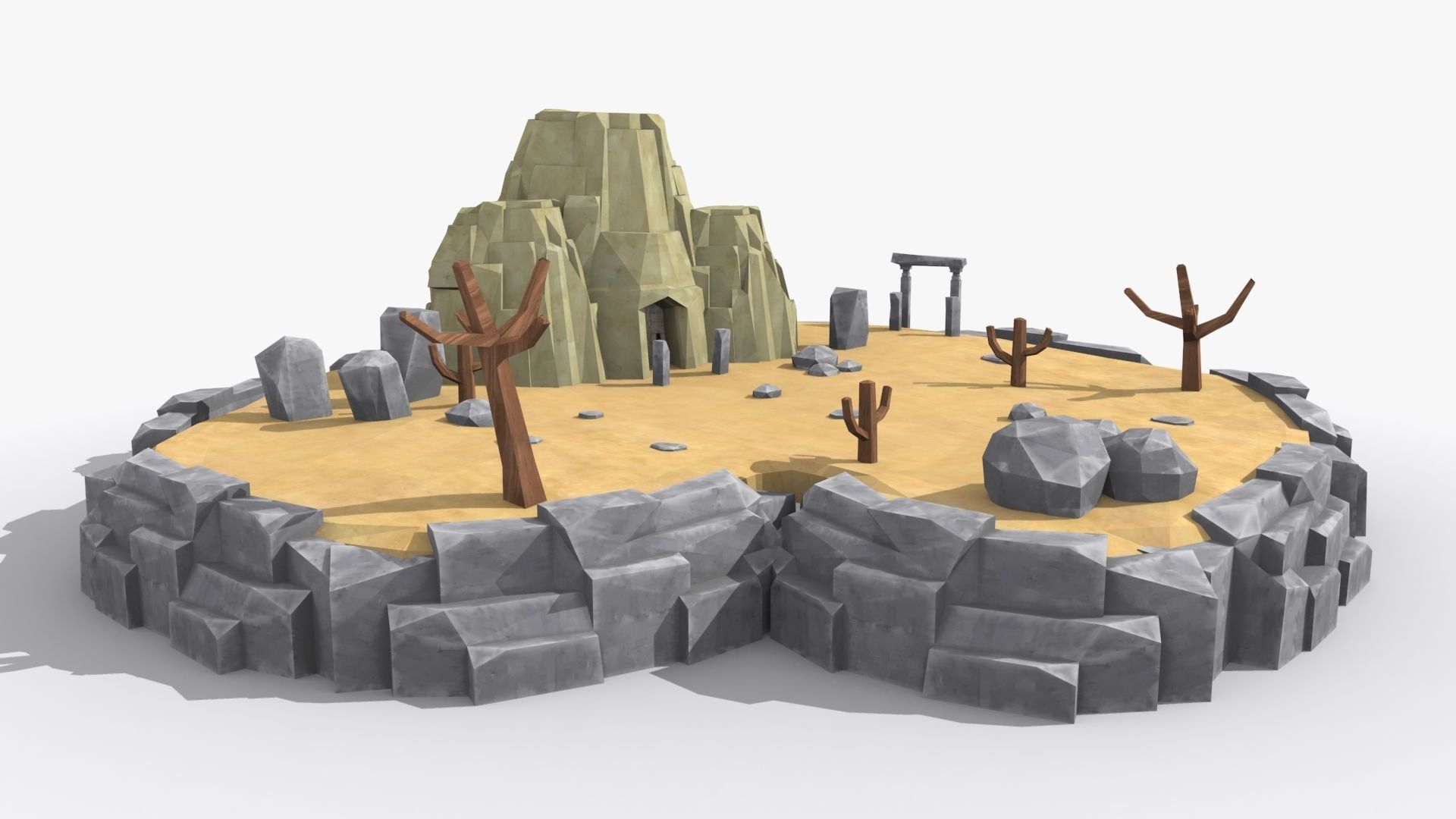10 cartoon island landscape low poly 3D Model Collection_31