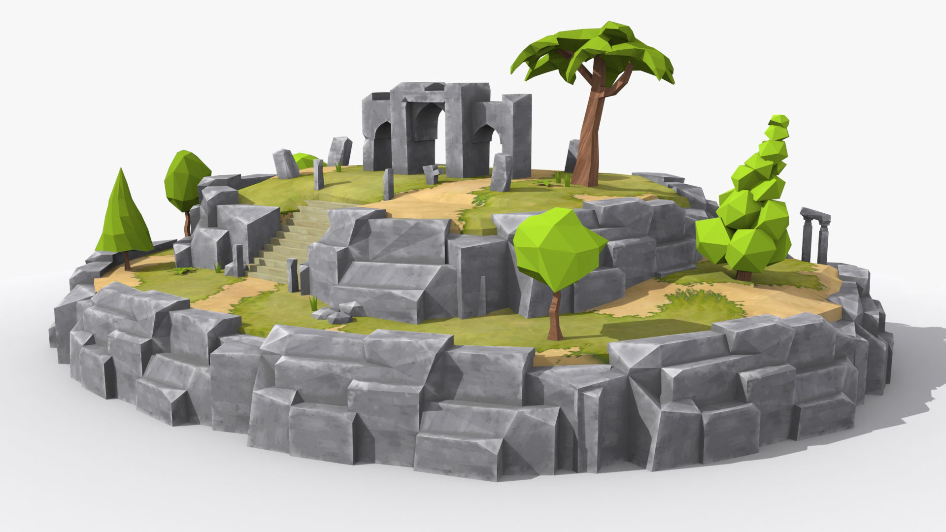 10 cartoon island landscape low poly 3D Model Collection_37