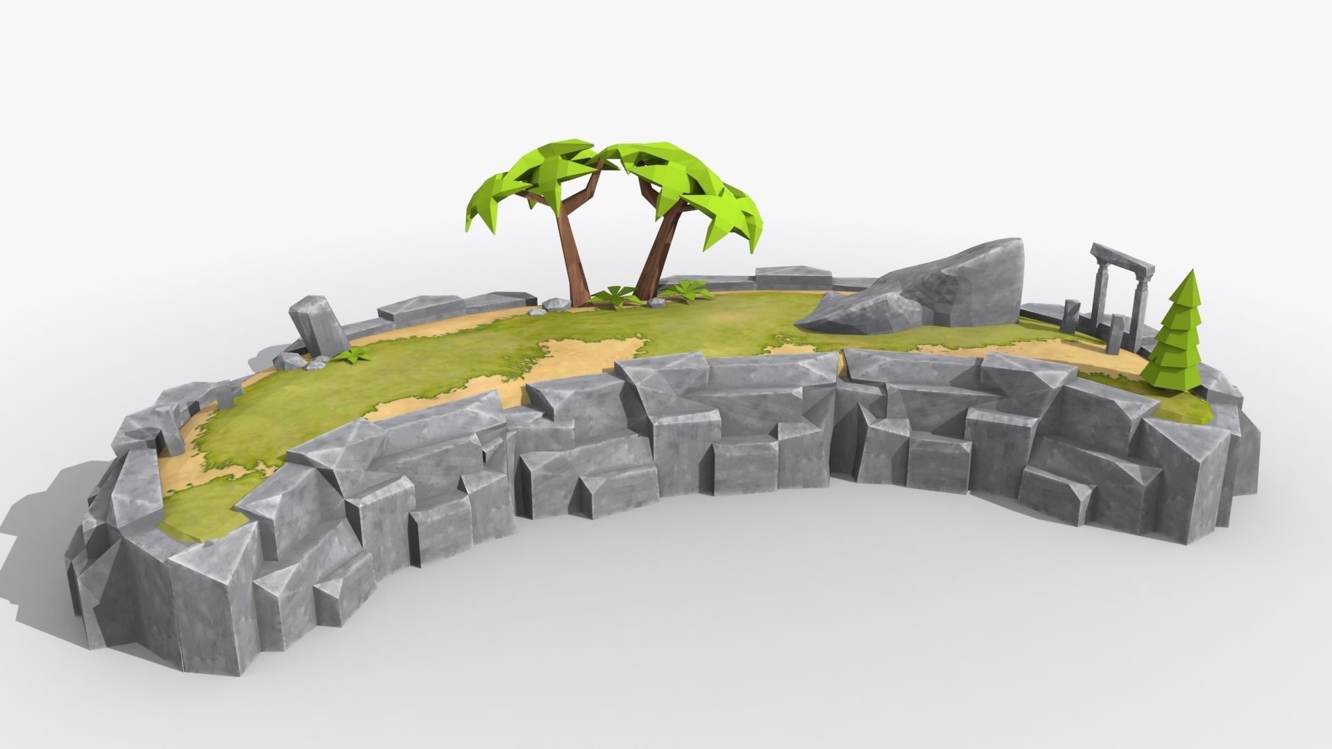 10 cartoon island landscape low poly 3D Model Collection_18