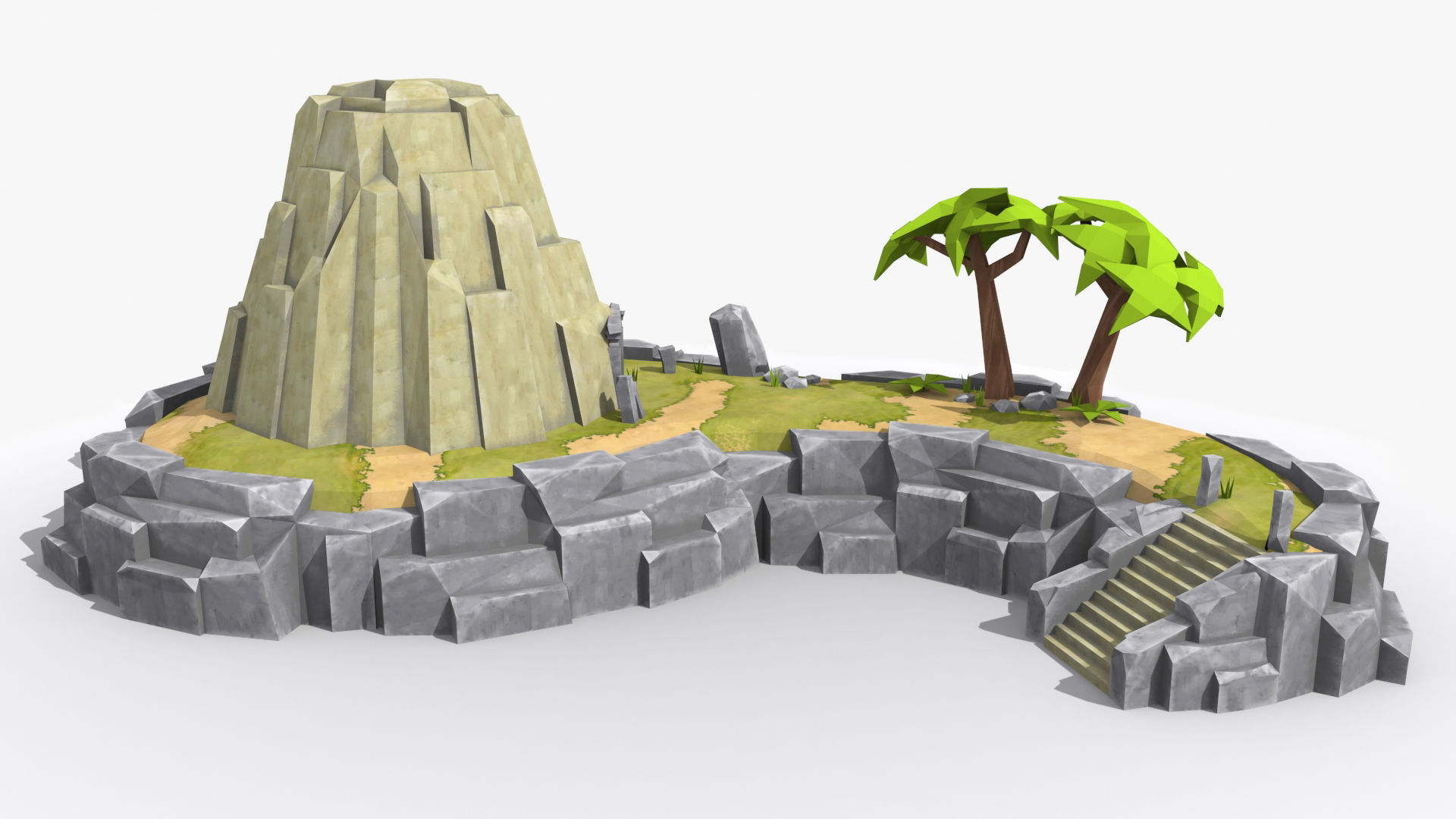 10 cartoon island landscape low poly 3D Model Collection_21
