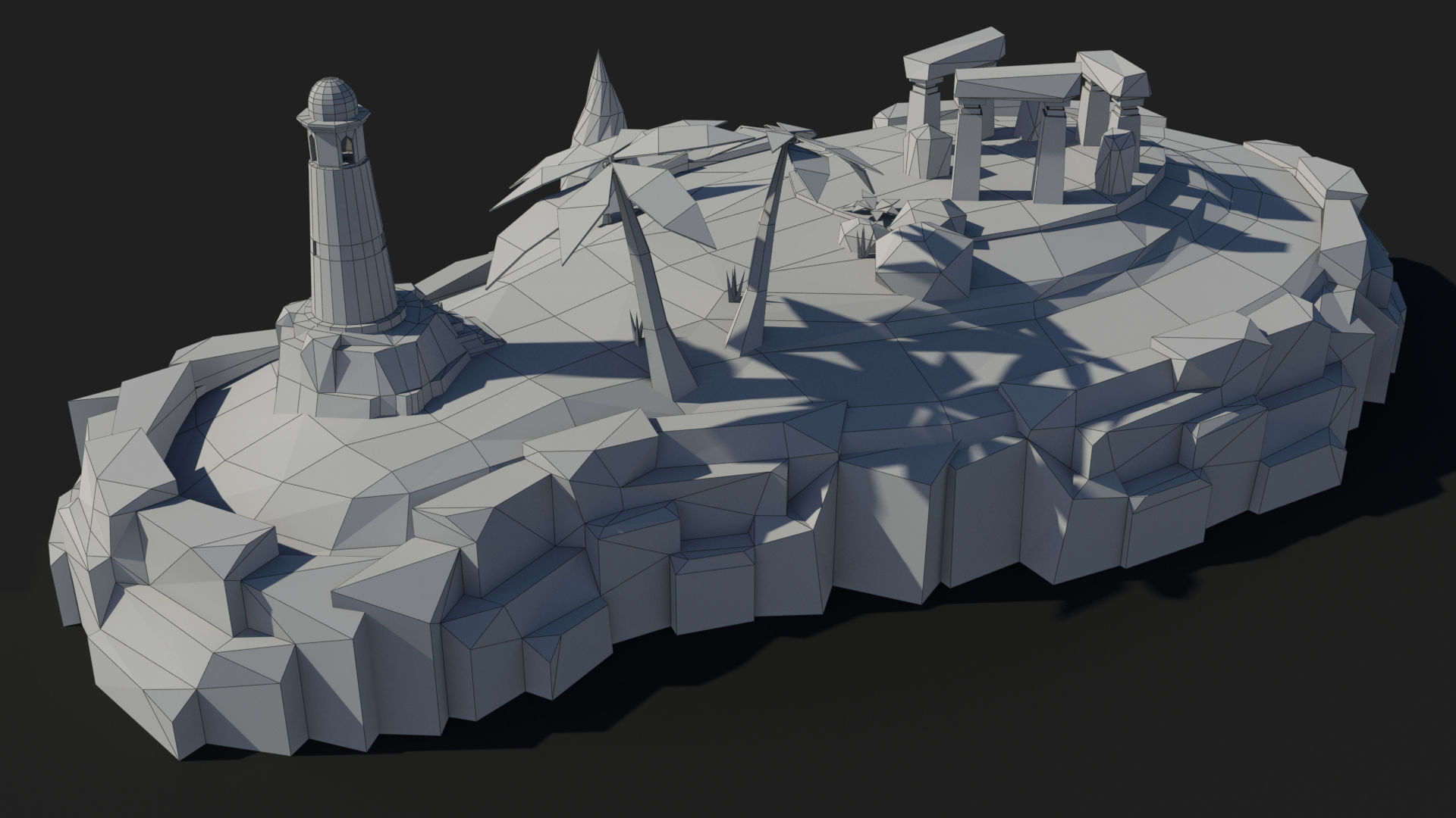 10 cartoon island landscape low poly 3D Model Collection_30