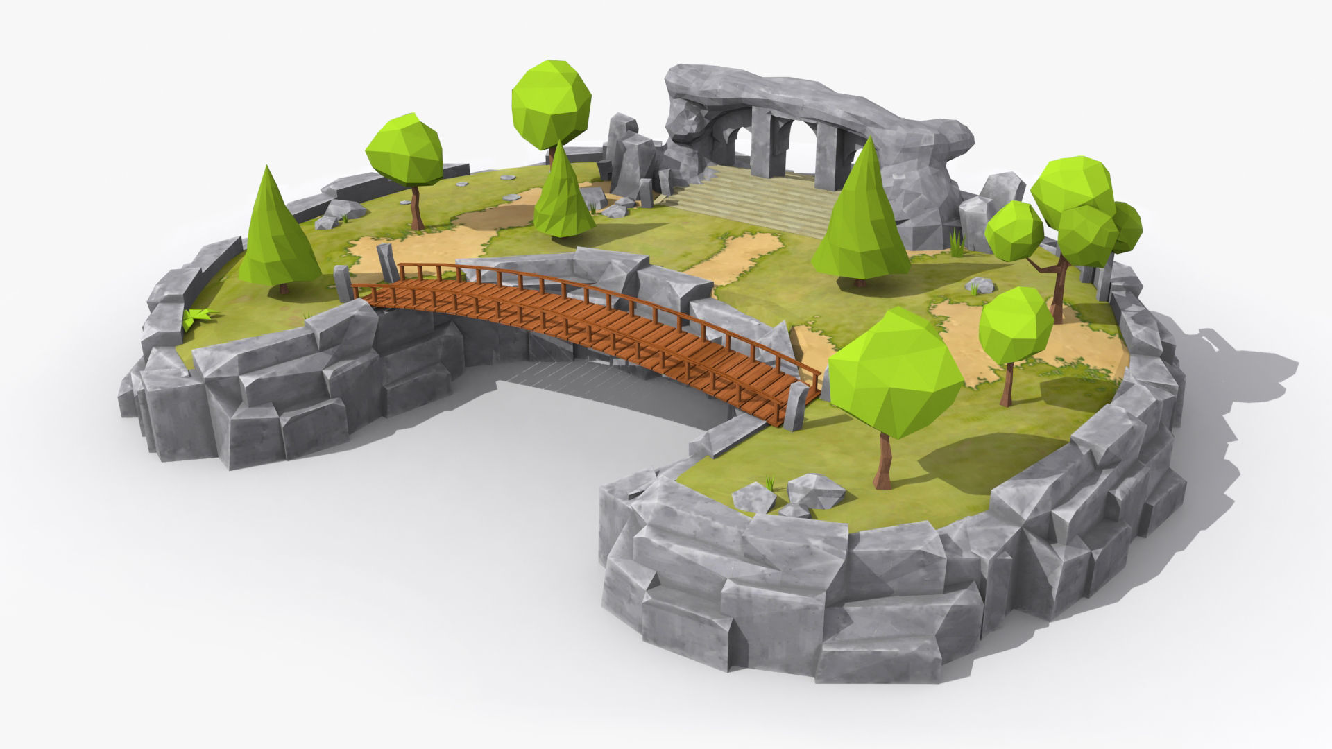 10 cartoon island landscape low poly 3D Model Collection_13