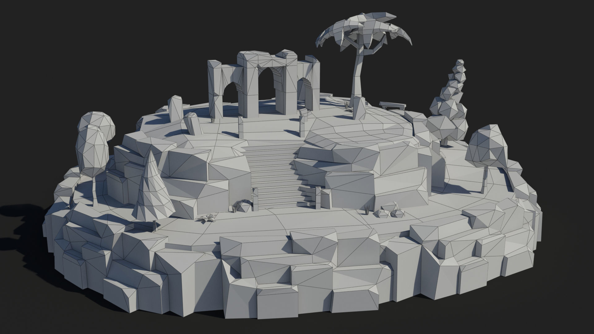 10 cartoon island landscape low poly 3D Model Collection_40