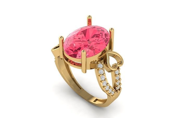 Oval Cut Gemstone Ring R 150 3D print model