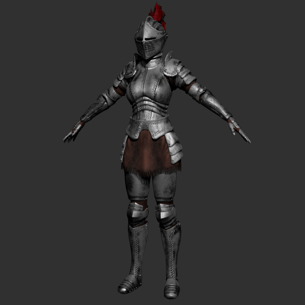 Knight Female Armor  Low-poly 3D model_1