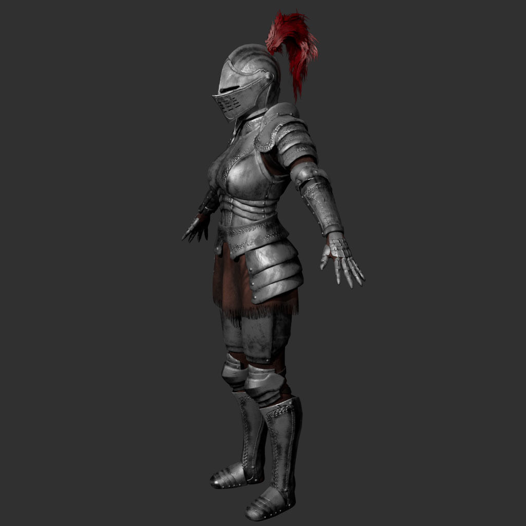 Knight Female Armor  Low-poly 3D model_2