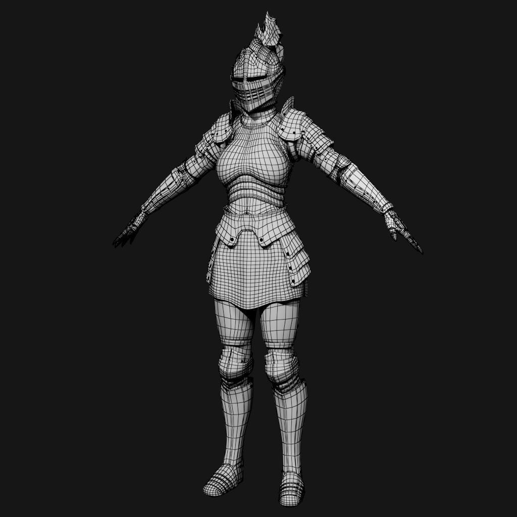 Knight Female Armor  Low-poly 3D model_4