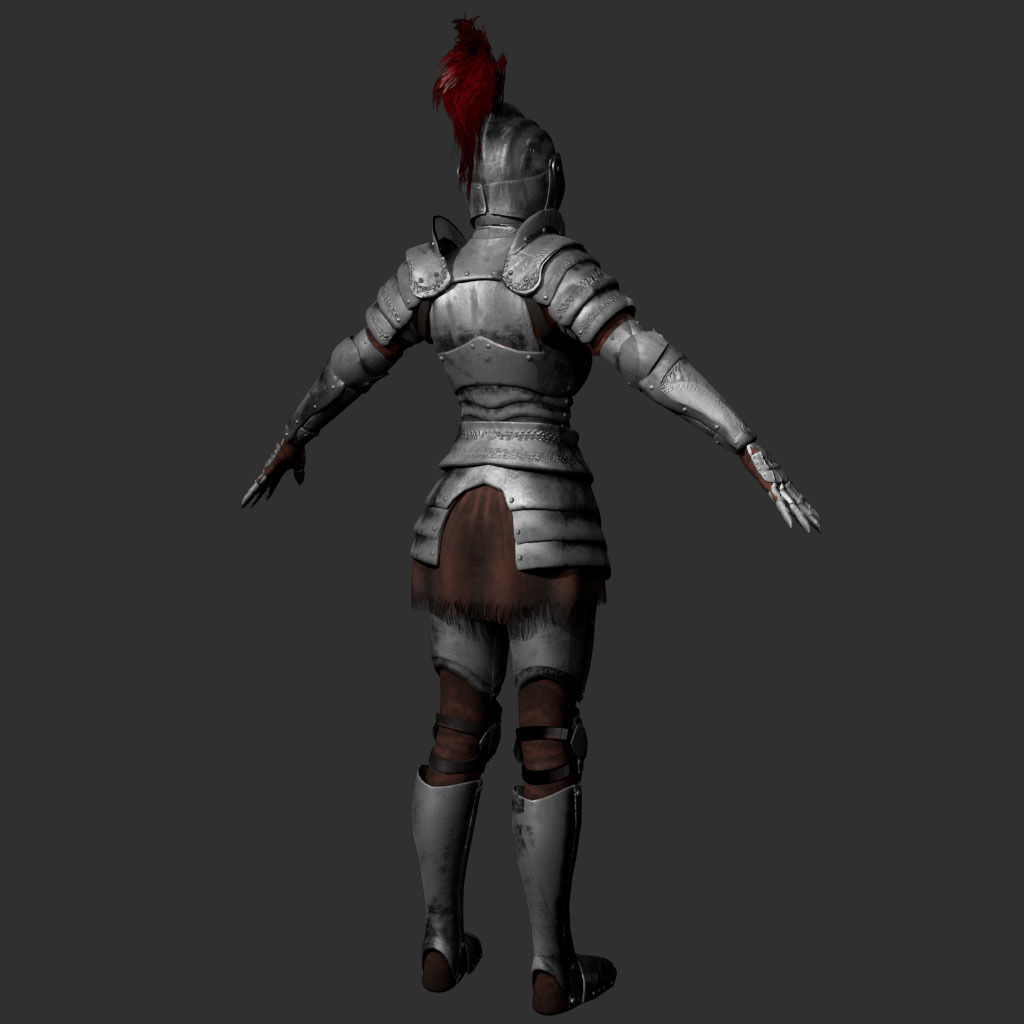 Knight Female Armor  Low-poly 3D model_3