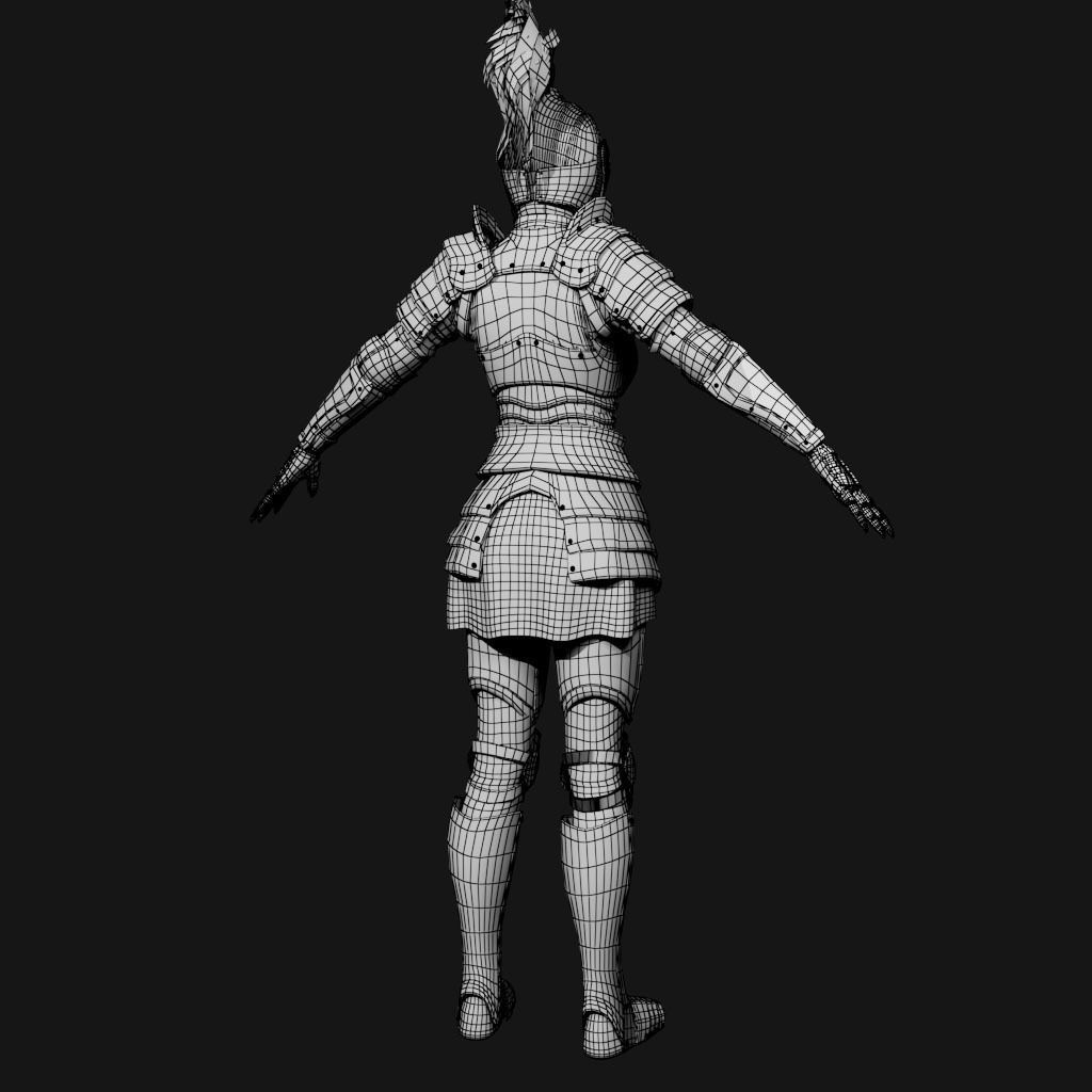 Knight Female Armor  Low-poly 3D model_6