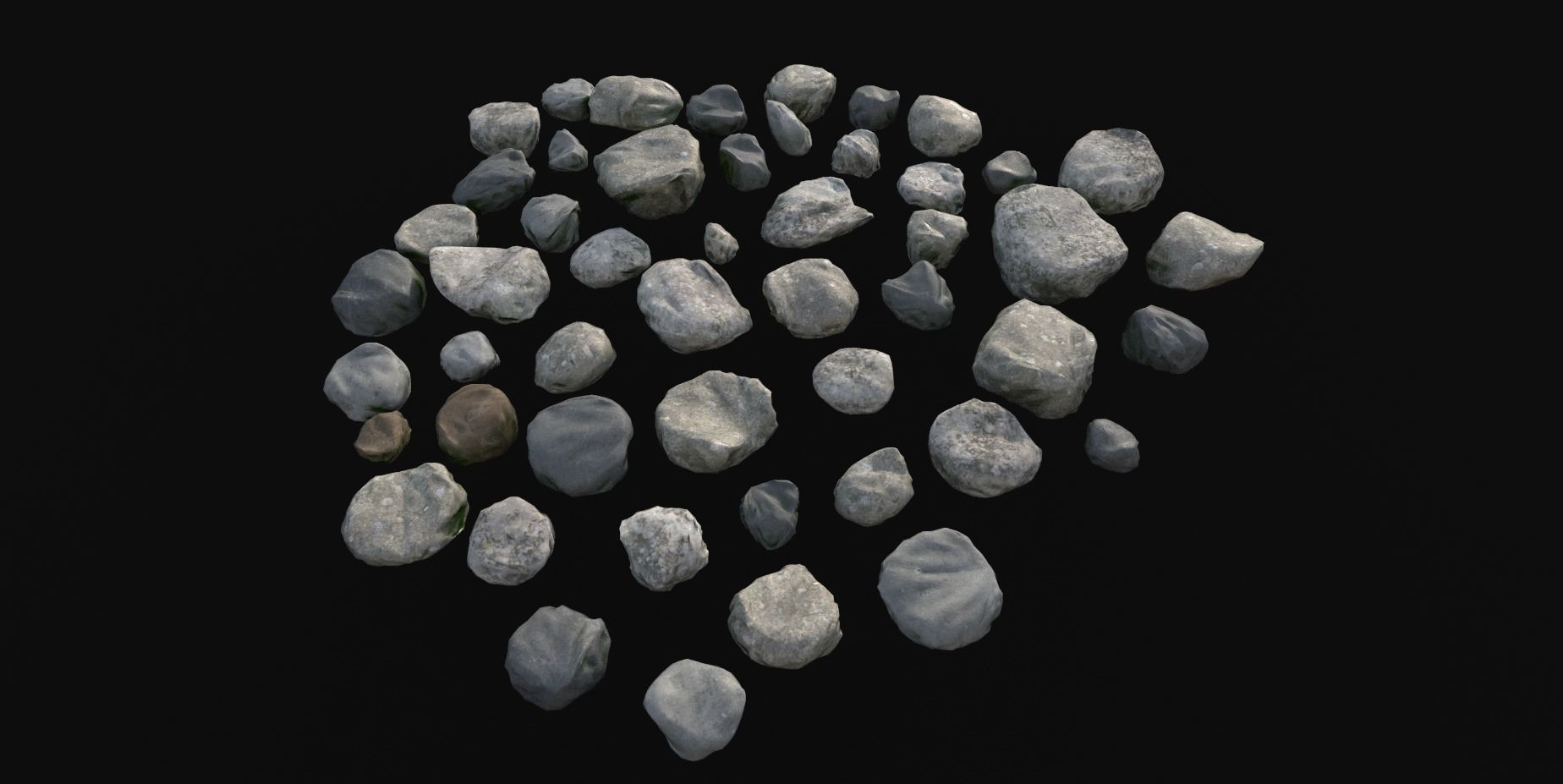 50 Mossy Rocks-PBR 3D model_1