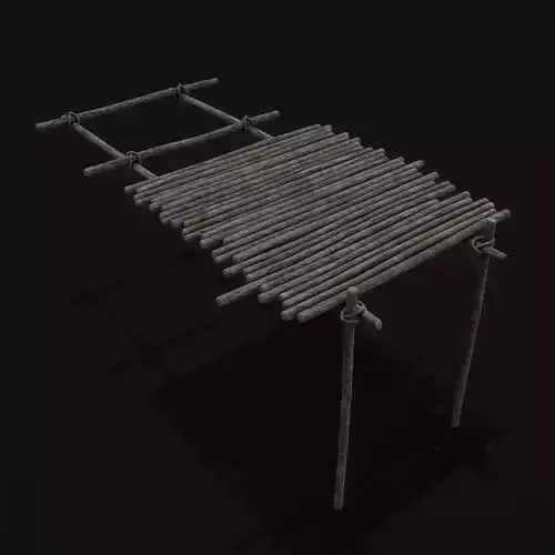 Primitive Tree Tied Fish Skinning Table Low-poly 3D model