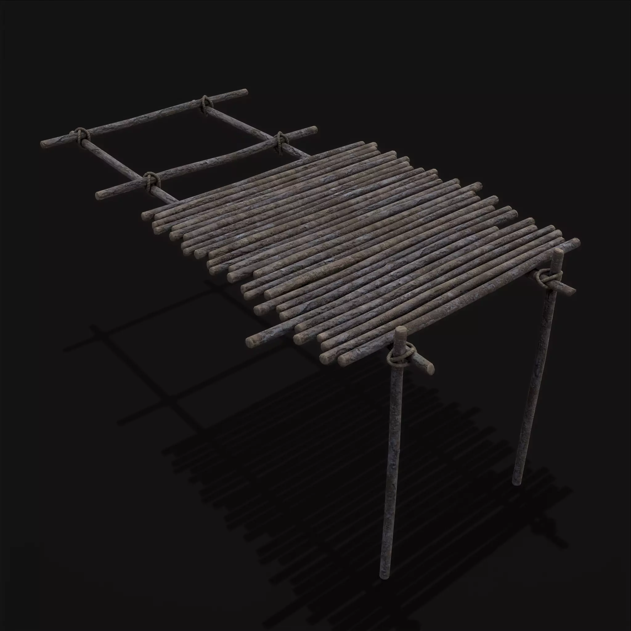 Primitive Tree Tied Fish Skinning Table Low-poly 3D model