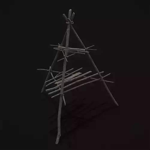 Primitive Tripod Cooking Rack Low-poly 3D model