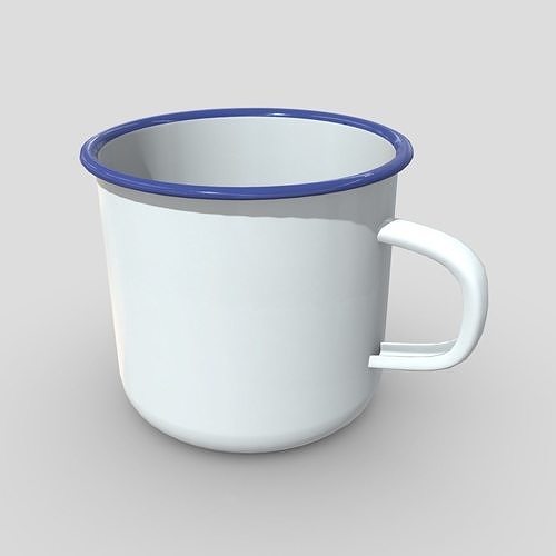 Mug 8 enamel with trim Low-poly 3D model