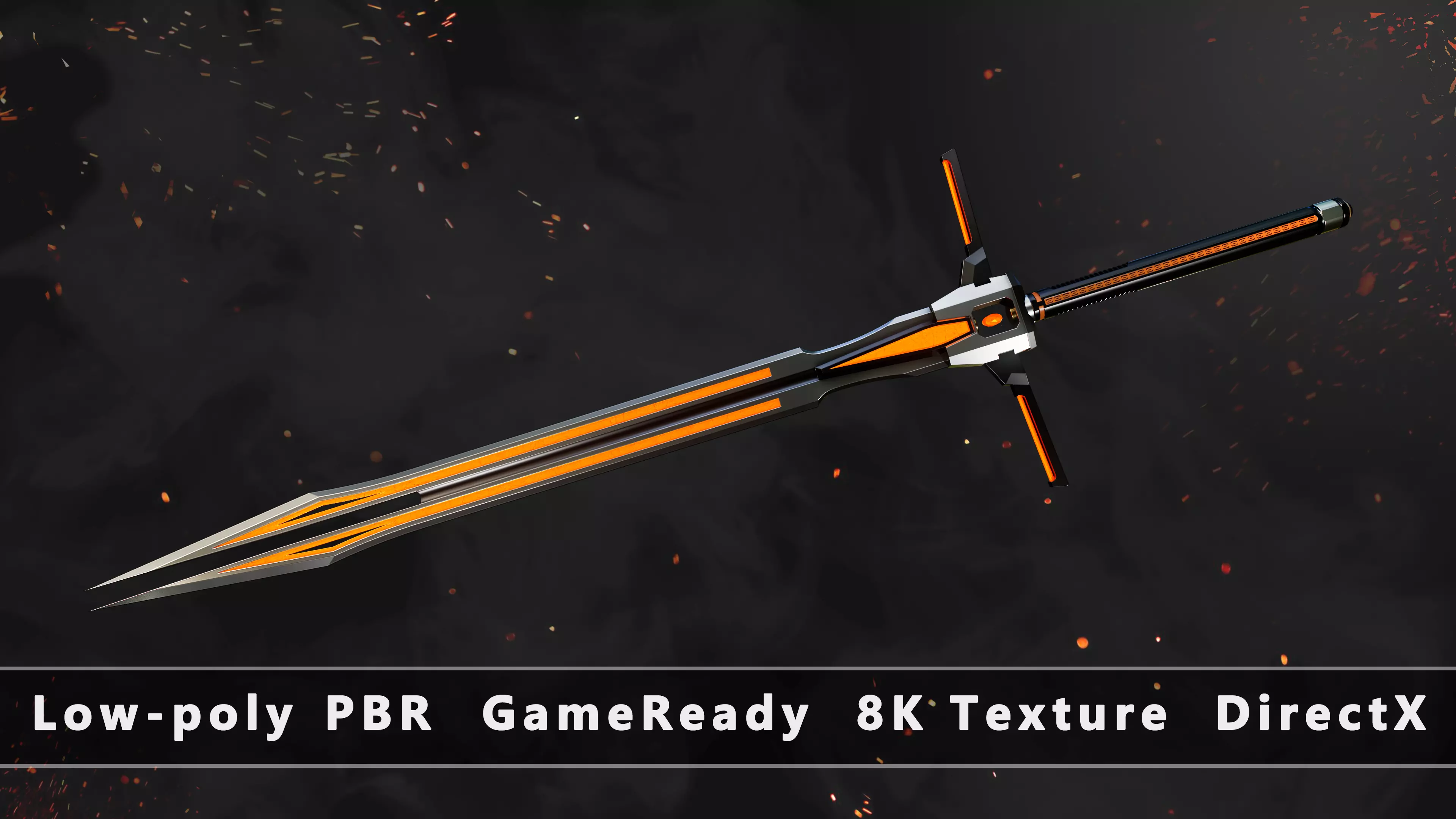 Future Sci-Fi Sword Game-Ready Low-poly 3D model_0