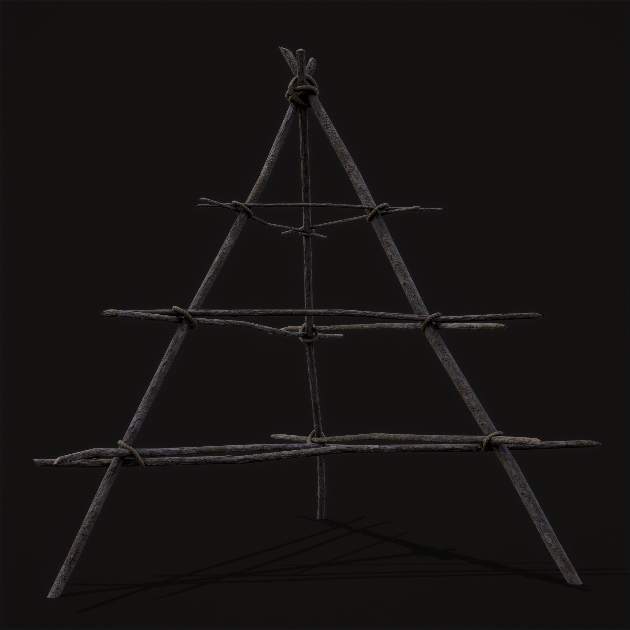 Primitive Tripod Meat Smoker  Low-poly 3D model_3