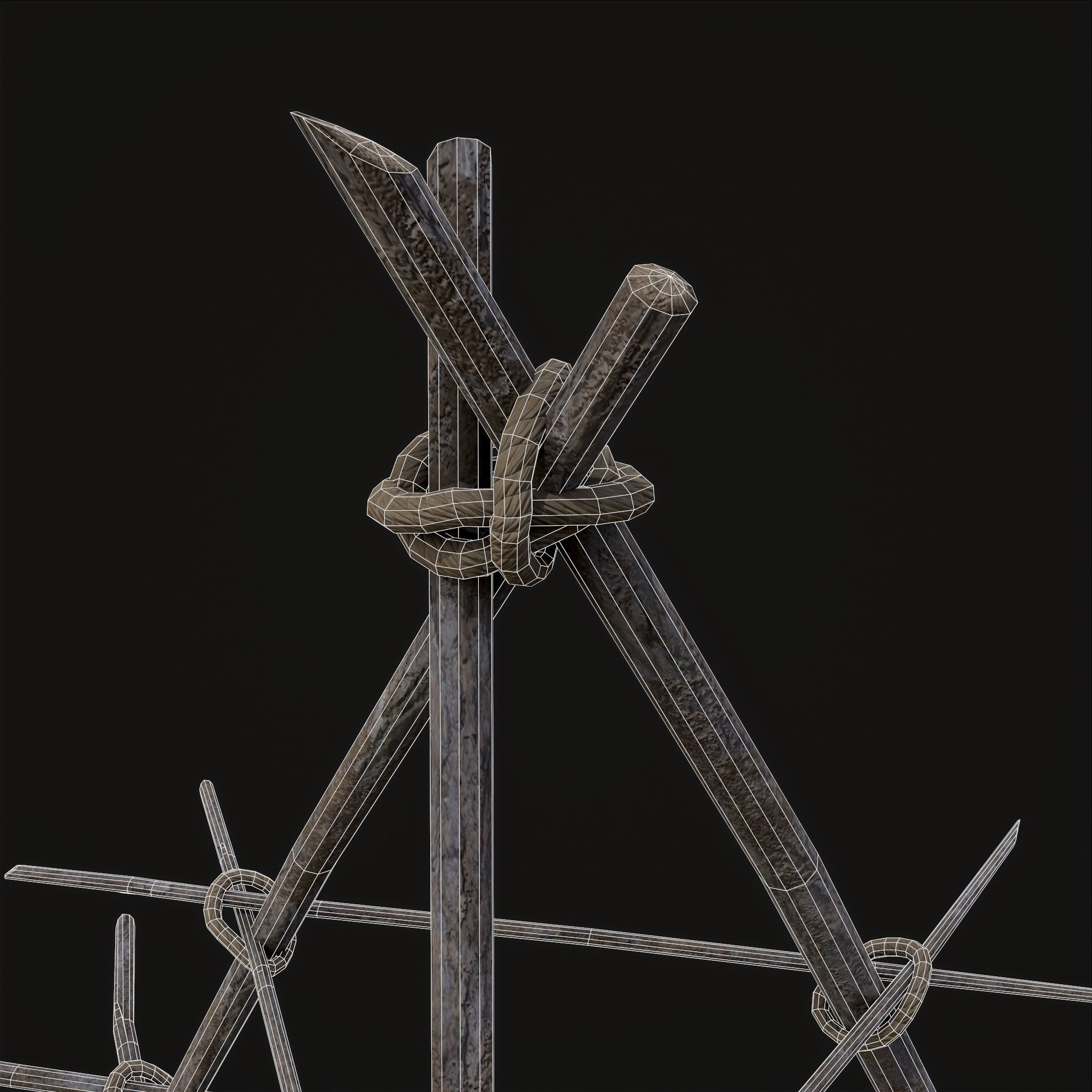 Primitive Tripod Meat Smoker  Low-poly 3D model_10