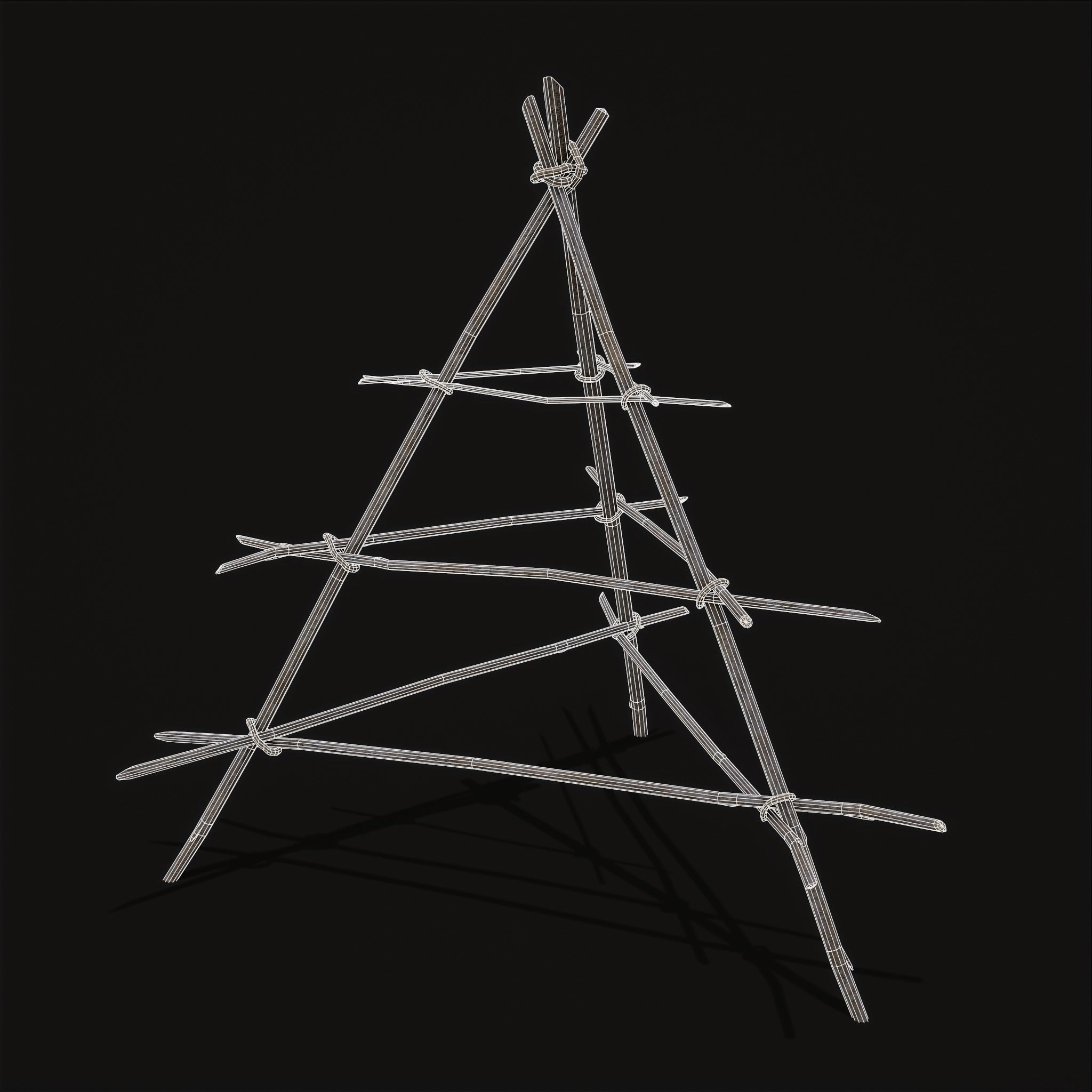 Primitive Tripod Meat Smoker  Low-poly 3D model_18