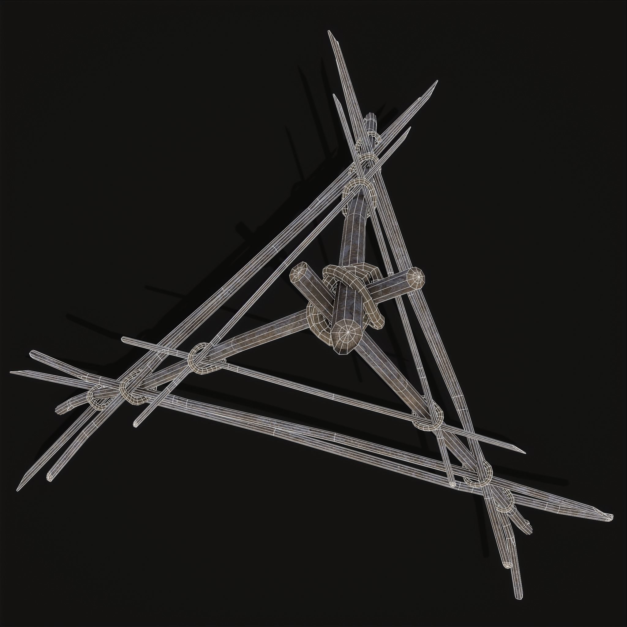 Primitive Tripod Meat Smoker  Low-poly 3D model_8