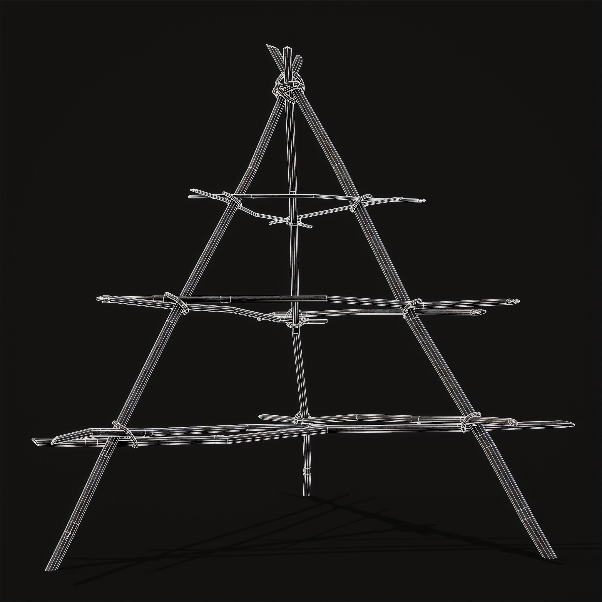 Primitive Tripod Meat Smoker  Low-poly 3D model_4