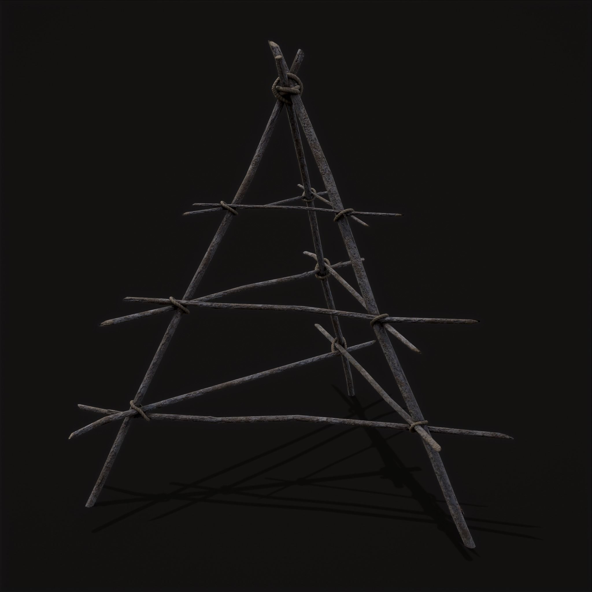 Primitive Tripod Meat Smoker  Low-poly 3D model_21