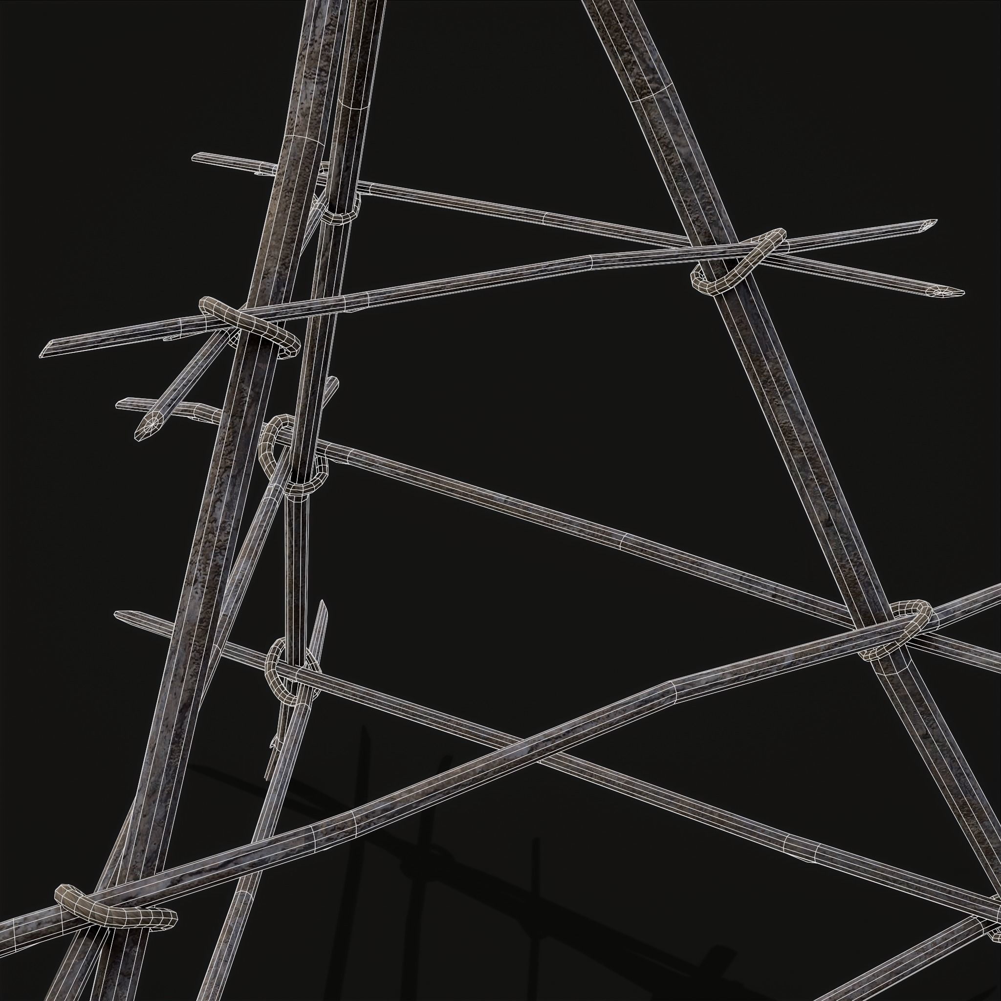 Primitive Tripod Meat Smoker  Low-poly 3D model_12