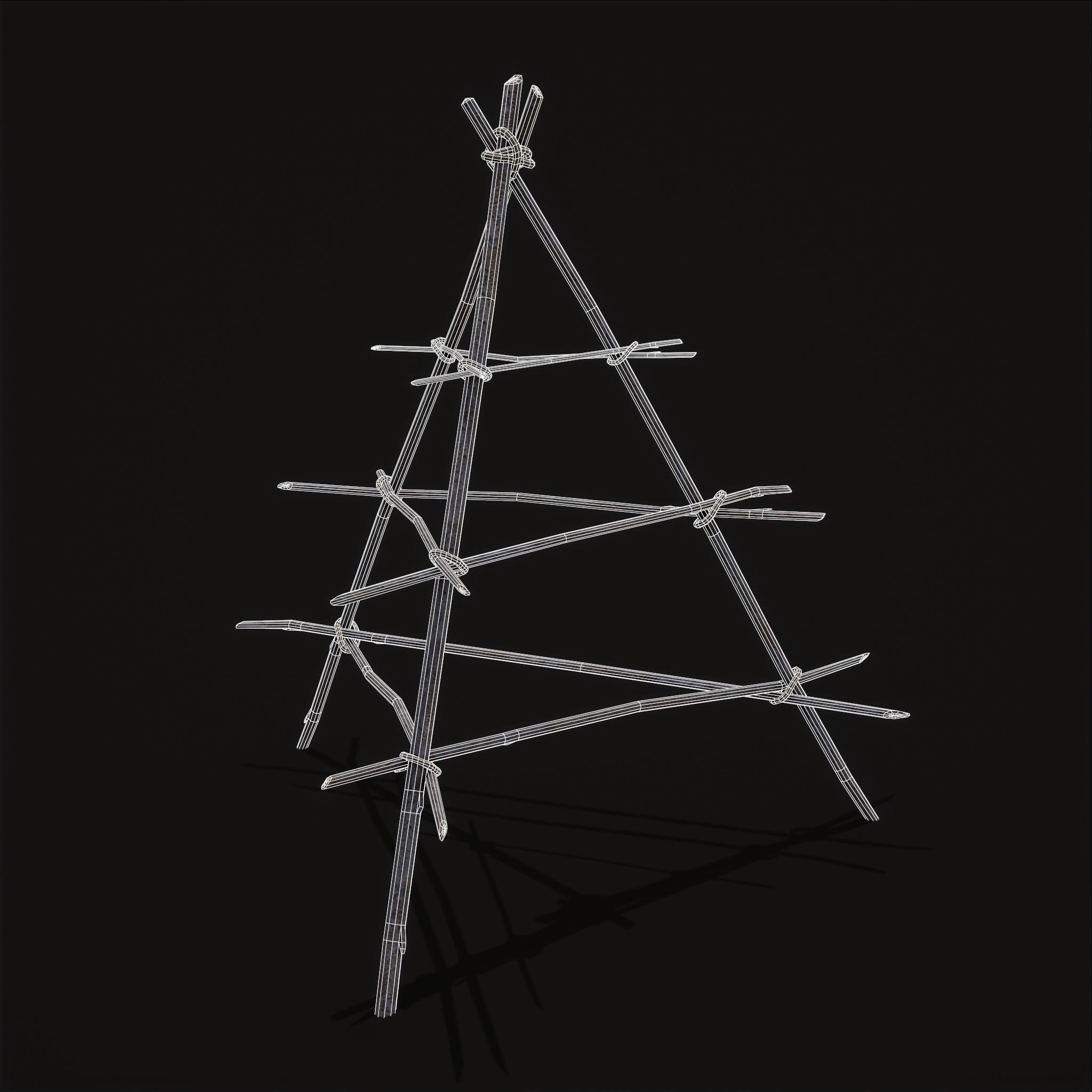 Primitive Tripod Meat Smoker  Low-poly 3D model_2