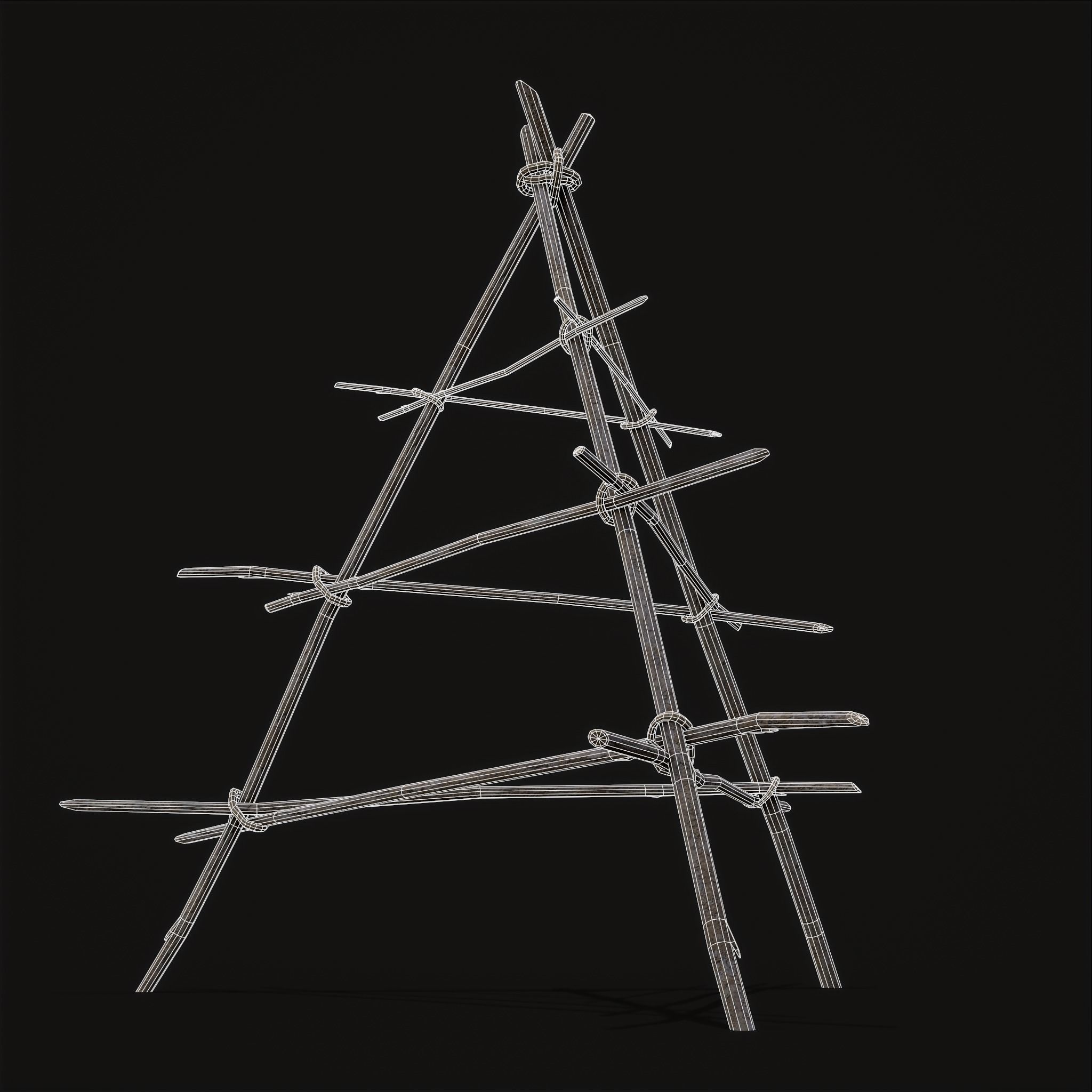 Primitive Tripod Meat Smoker  Low-poly 3D model_16