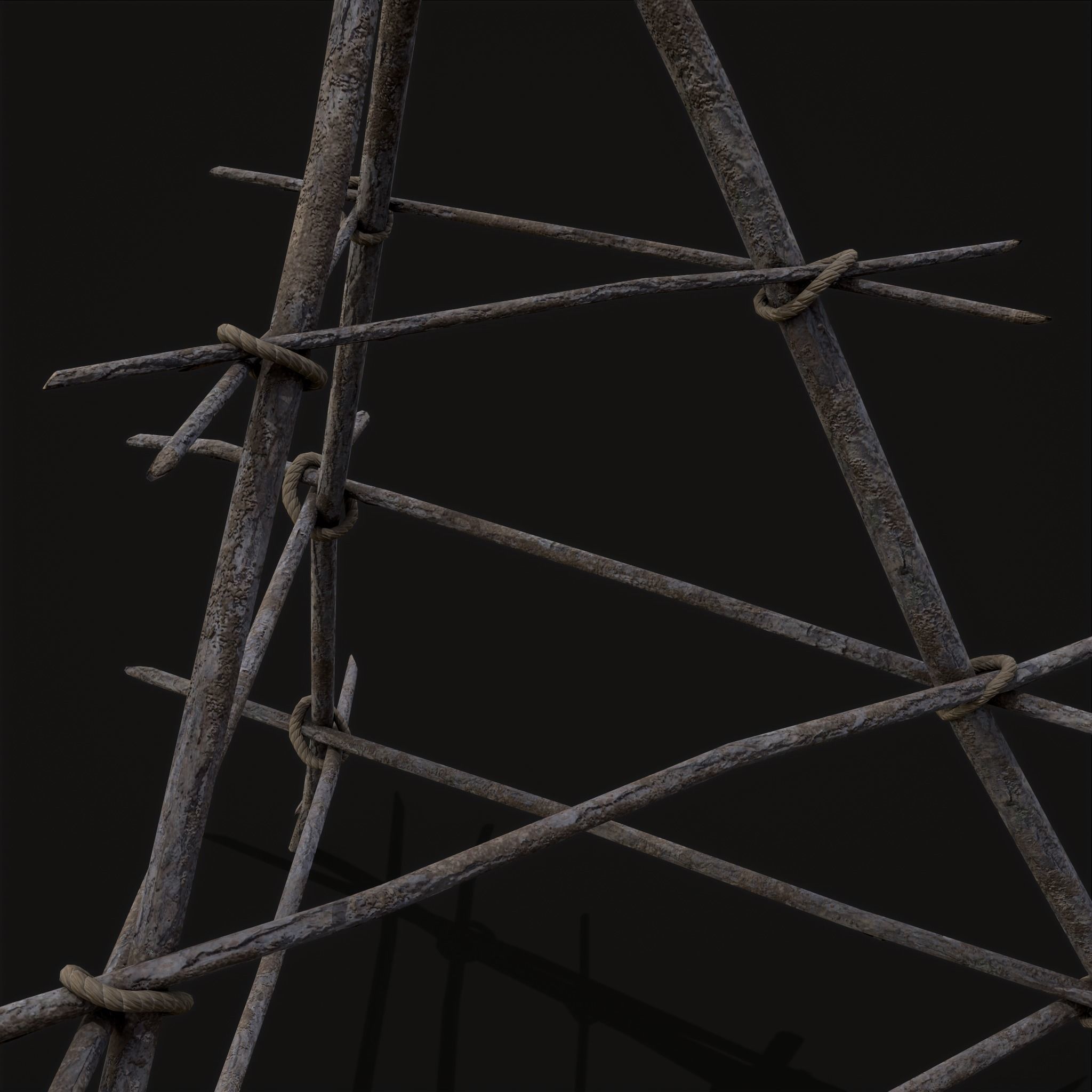 Primitive Tripod Meat Smoker  Low-poly 3D model_11