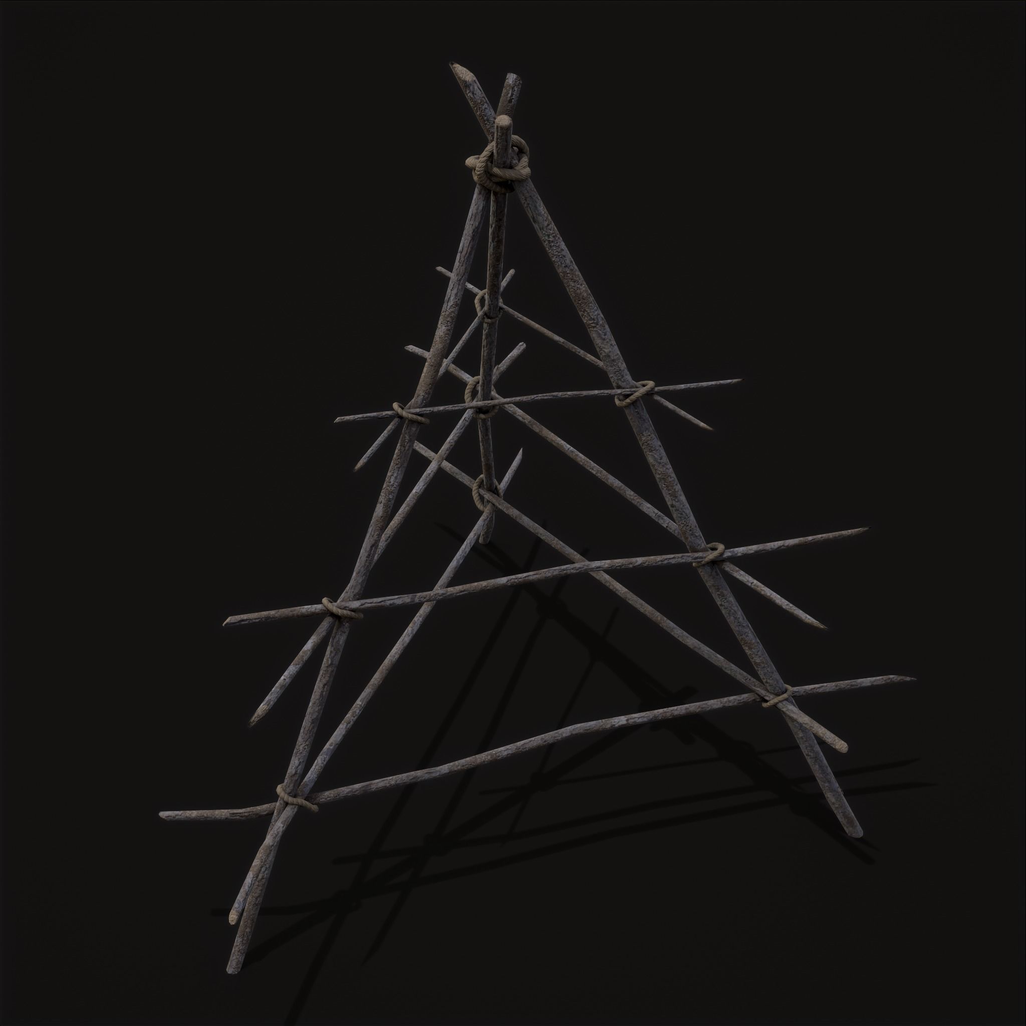 Primitive Tripod Meat Smoker  Low-poly 3D model_5