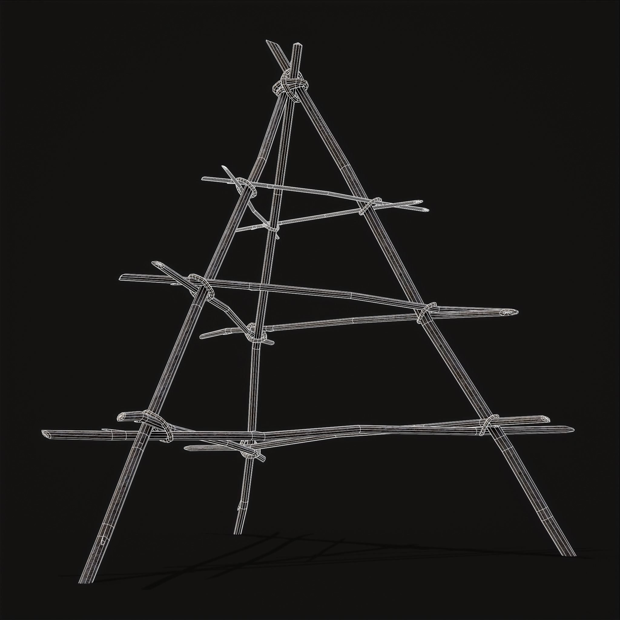 Primitive Tripod Meat Smoker  Low-poly 3D model_14