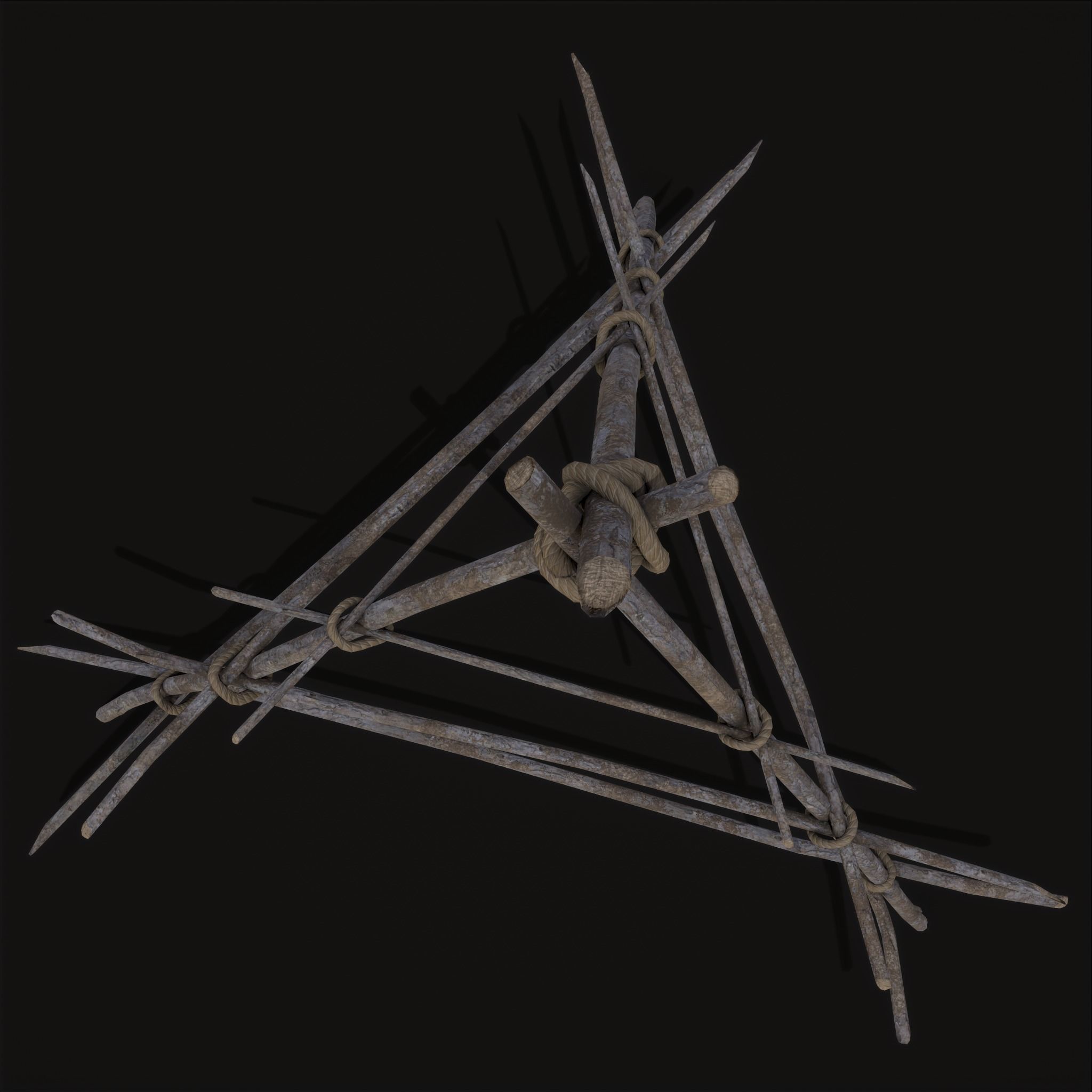 Primitive Tripod Meat Smoker  Low-poly 3D model_7