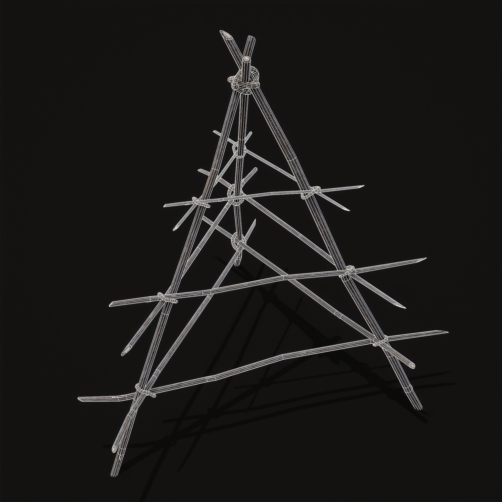 Primitive Tripod Meat Smoker  Low-poly 3D model_6