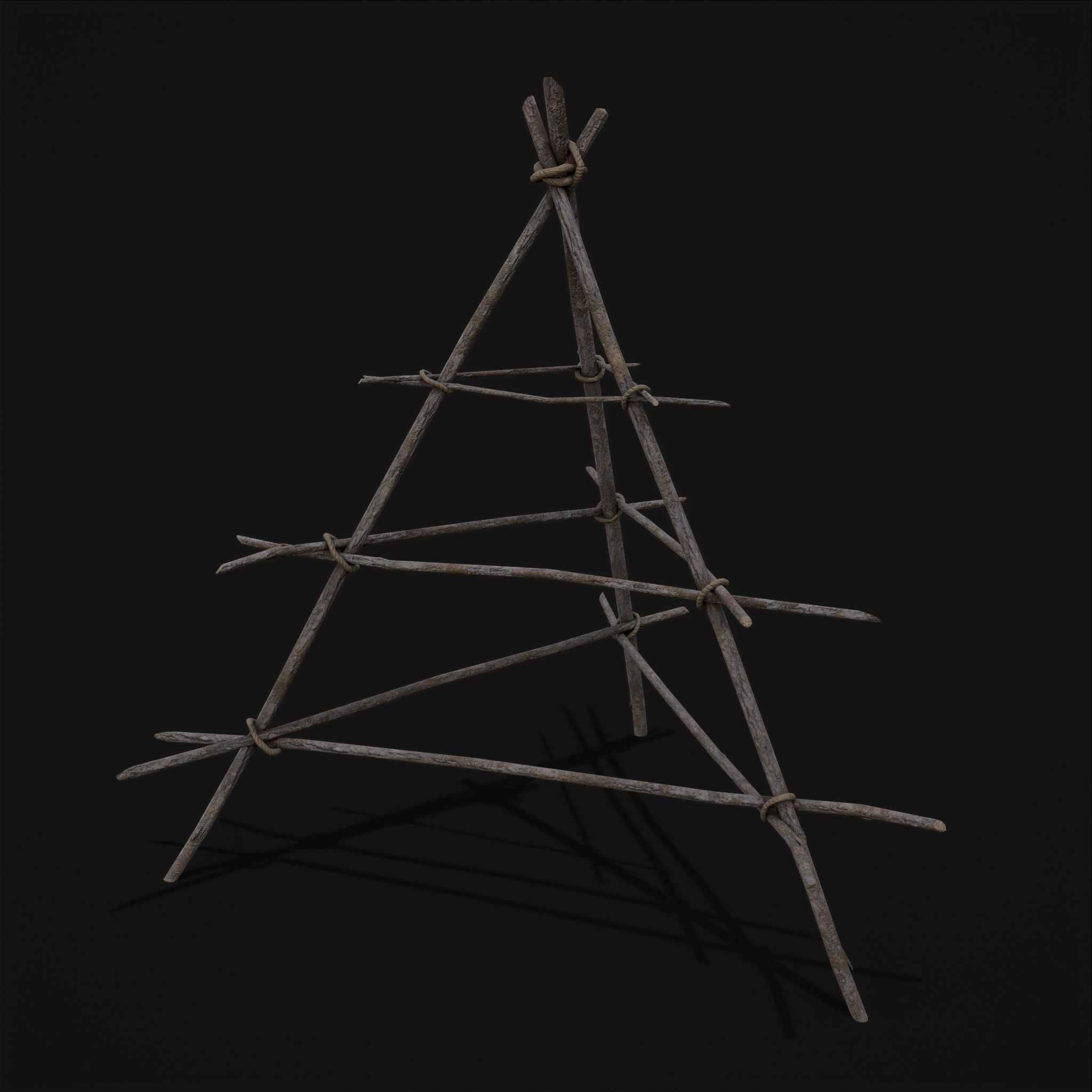 Primitive Tripod Meat Smoker  Low-poly 3D model_17