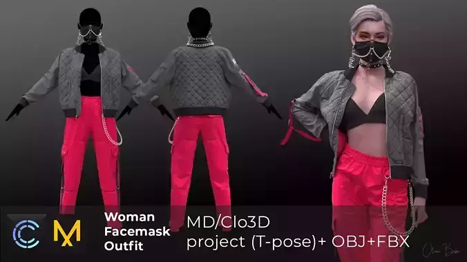 Woman face mask outfit