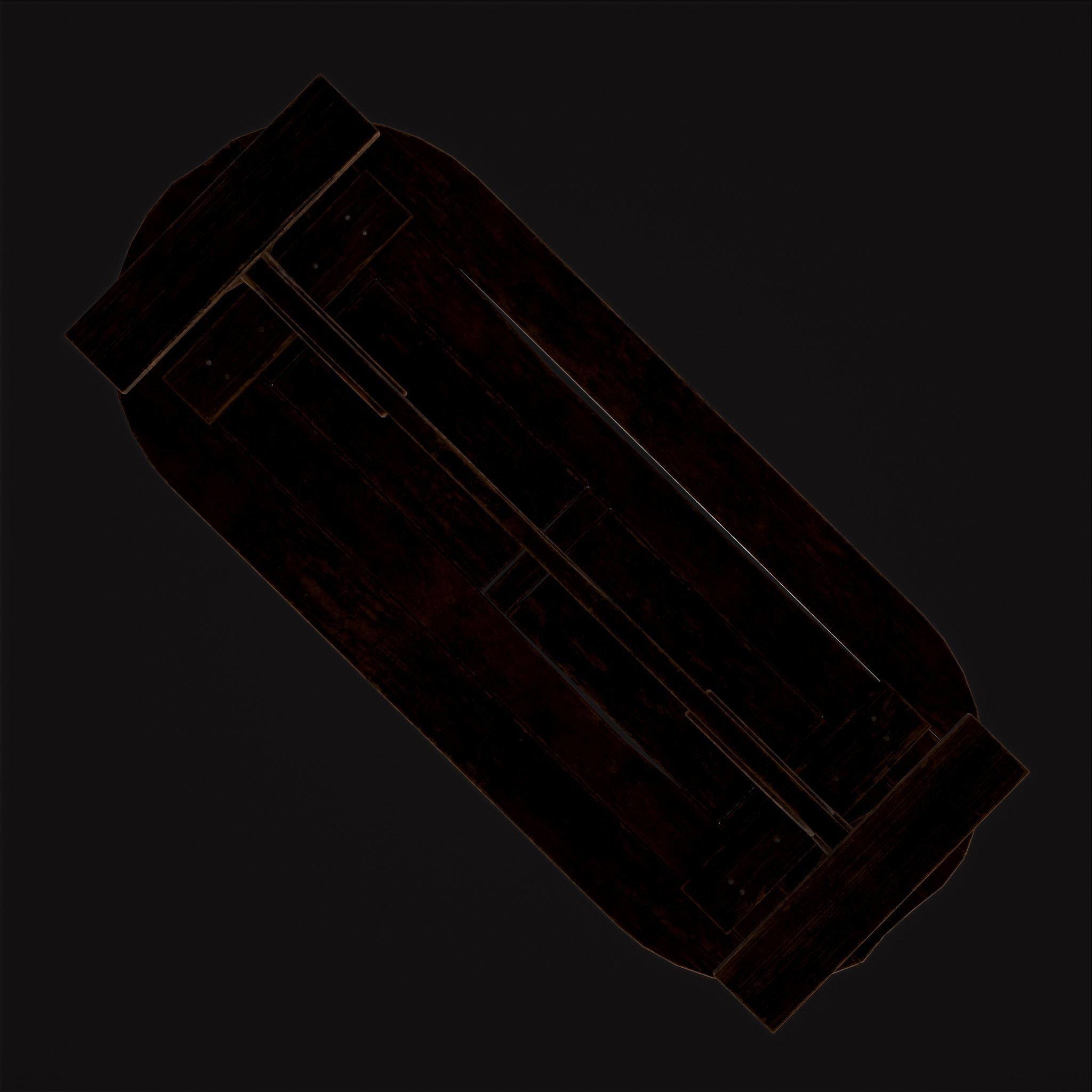 Rustic Medieval Wooden Tavern Table Low-poly 3D model_9