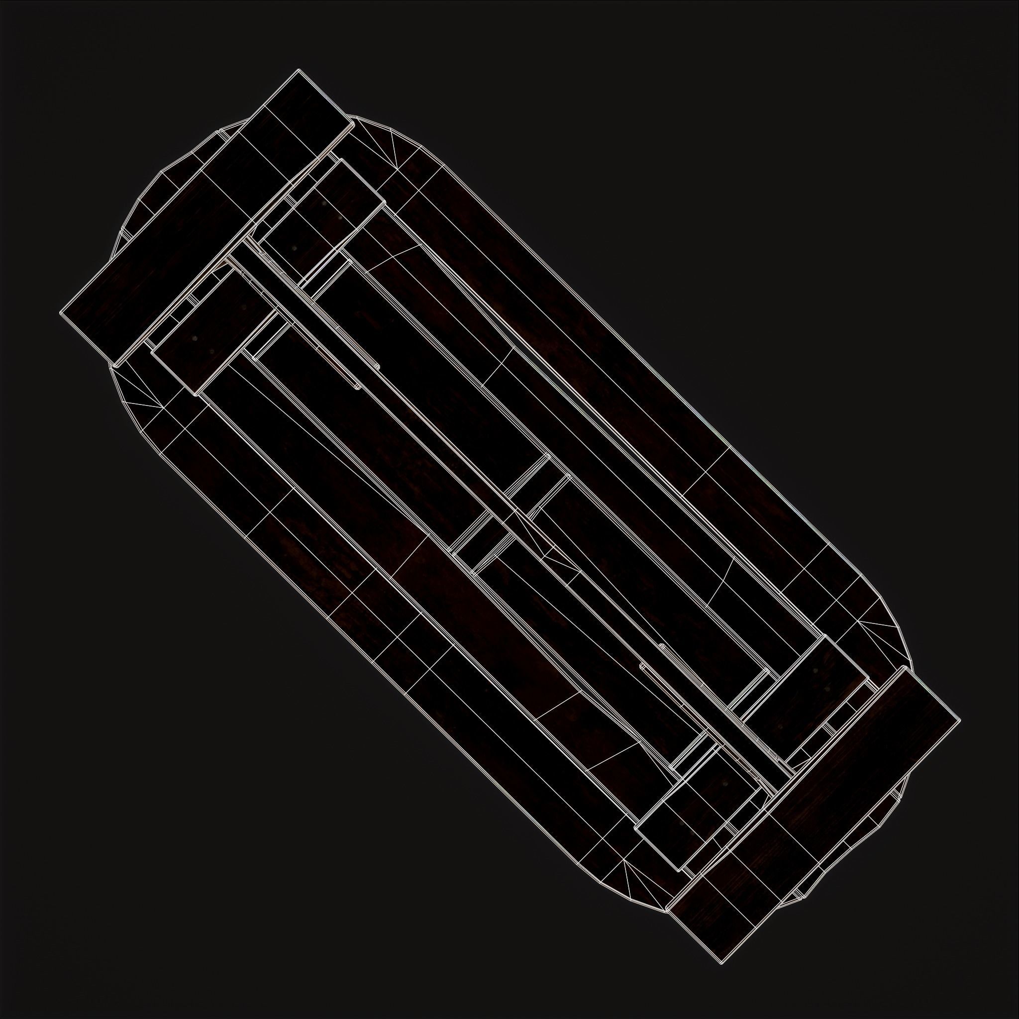 Rustic Medieval Wooden Tavern Table Low-poly 3D model_10