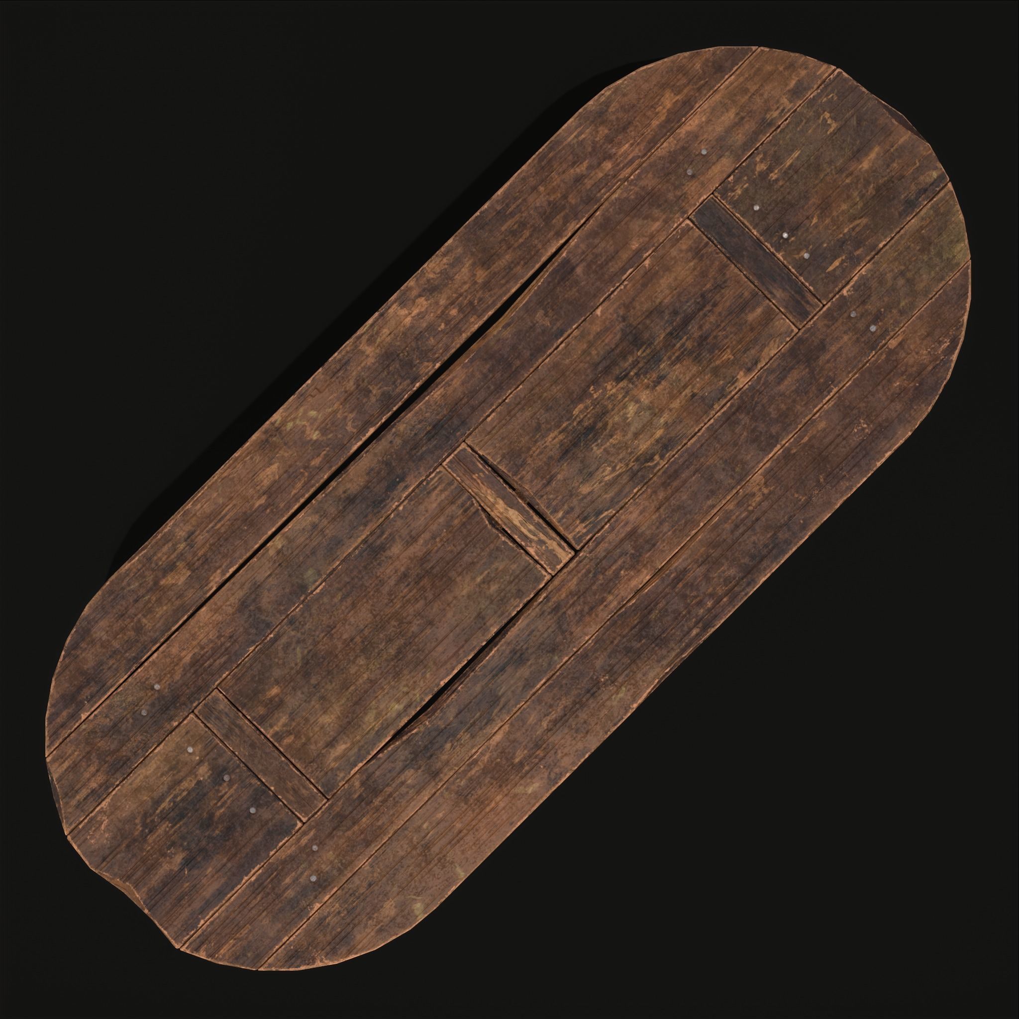 Rustic Medieval Wooden Tavern Table Low-poly 3D model_11