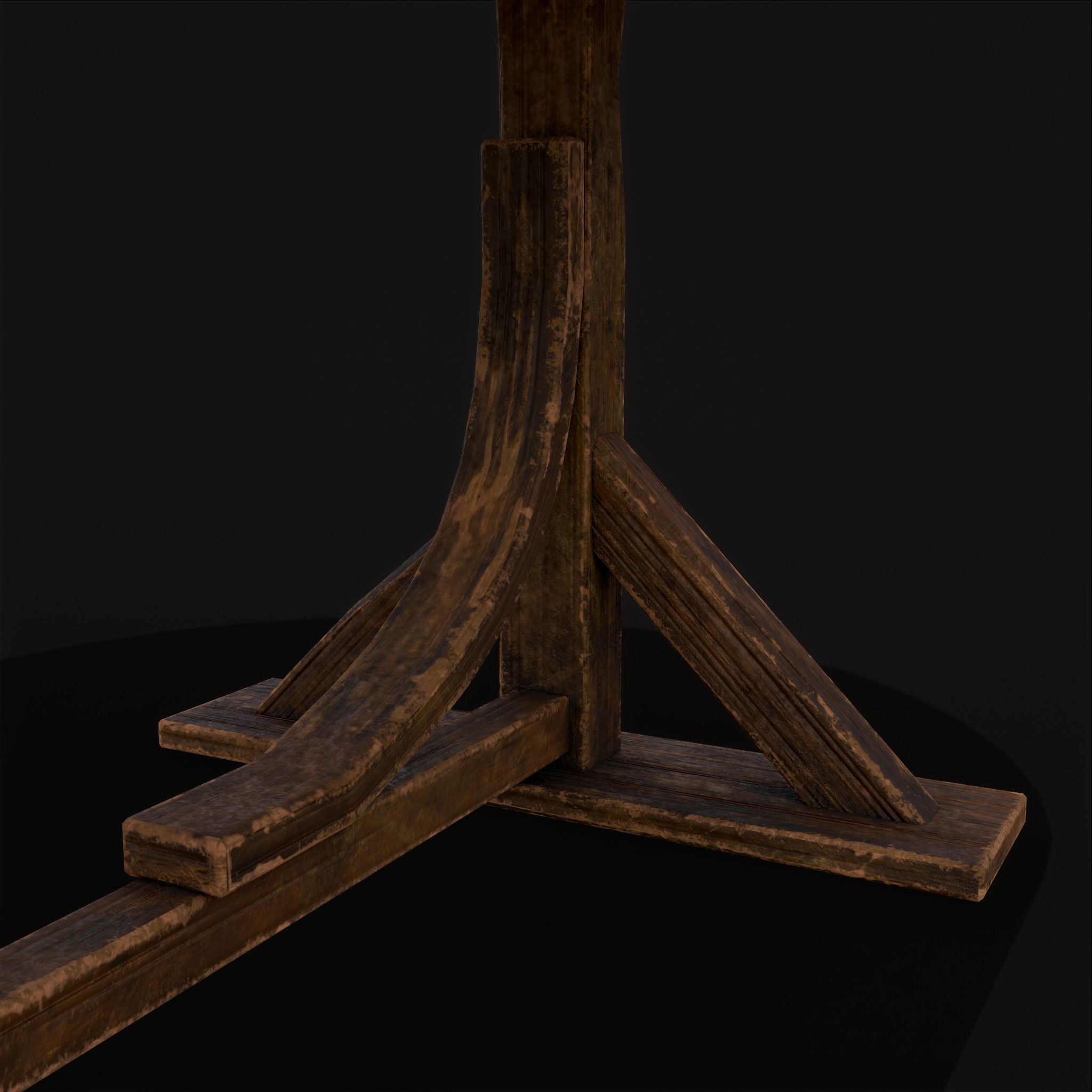 Rustic Medieval Wooden Tavern Table Low-poly 3D model_17