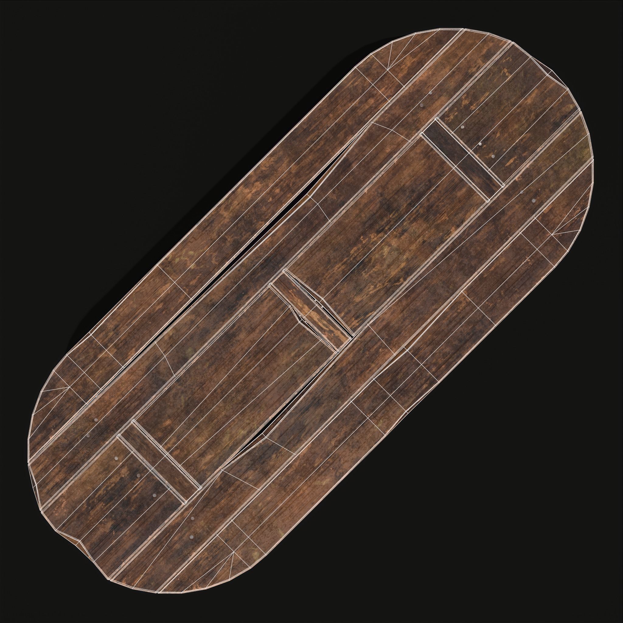 Rustic Medieval Wooden Tavern Table Low-poly 3D model_12