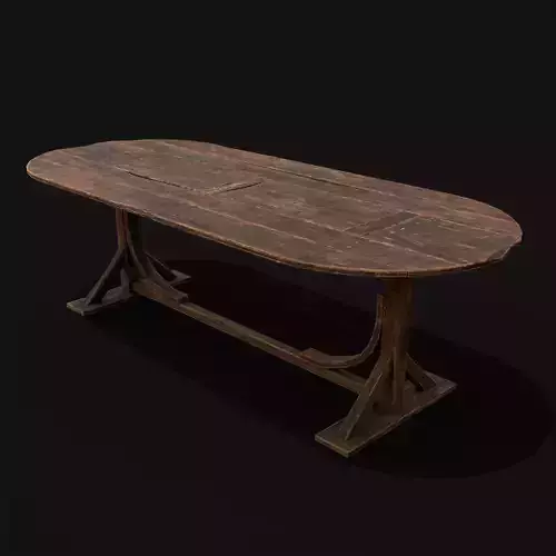 Rustic Medieval Wooden Tavern Table Low-poly 3D model