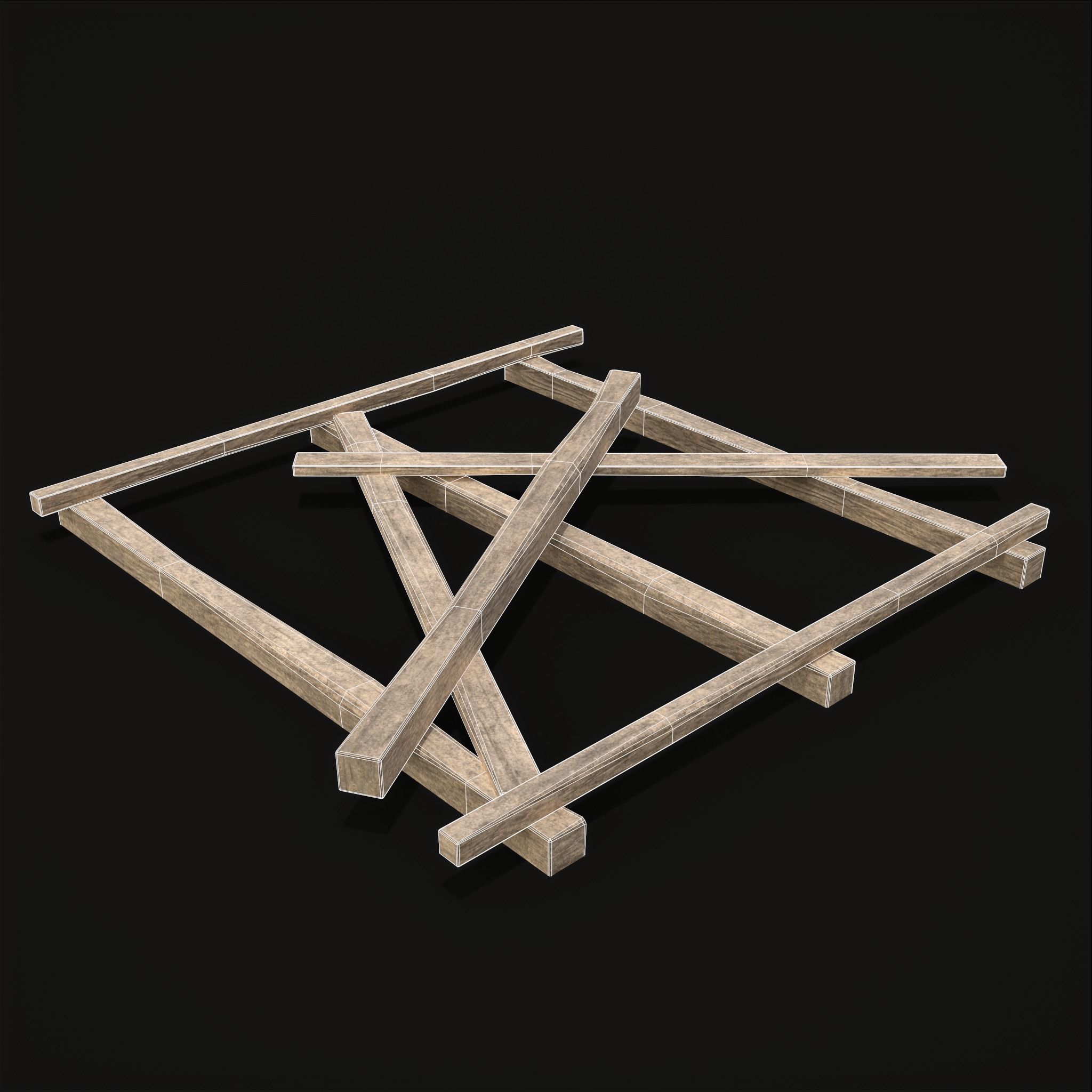 Rustic Mid Construction Wood Piles Low-poly 3D model_16