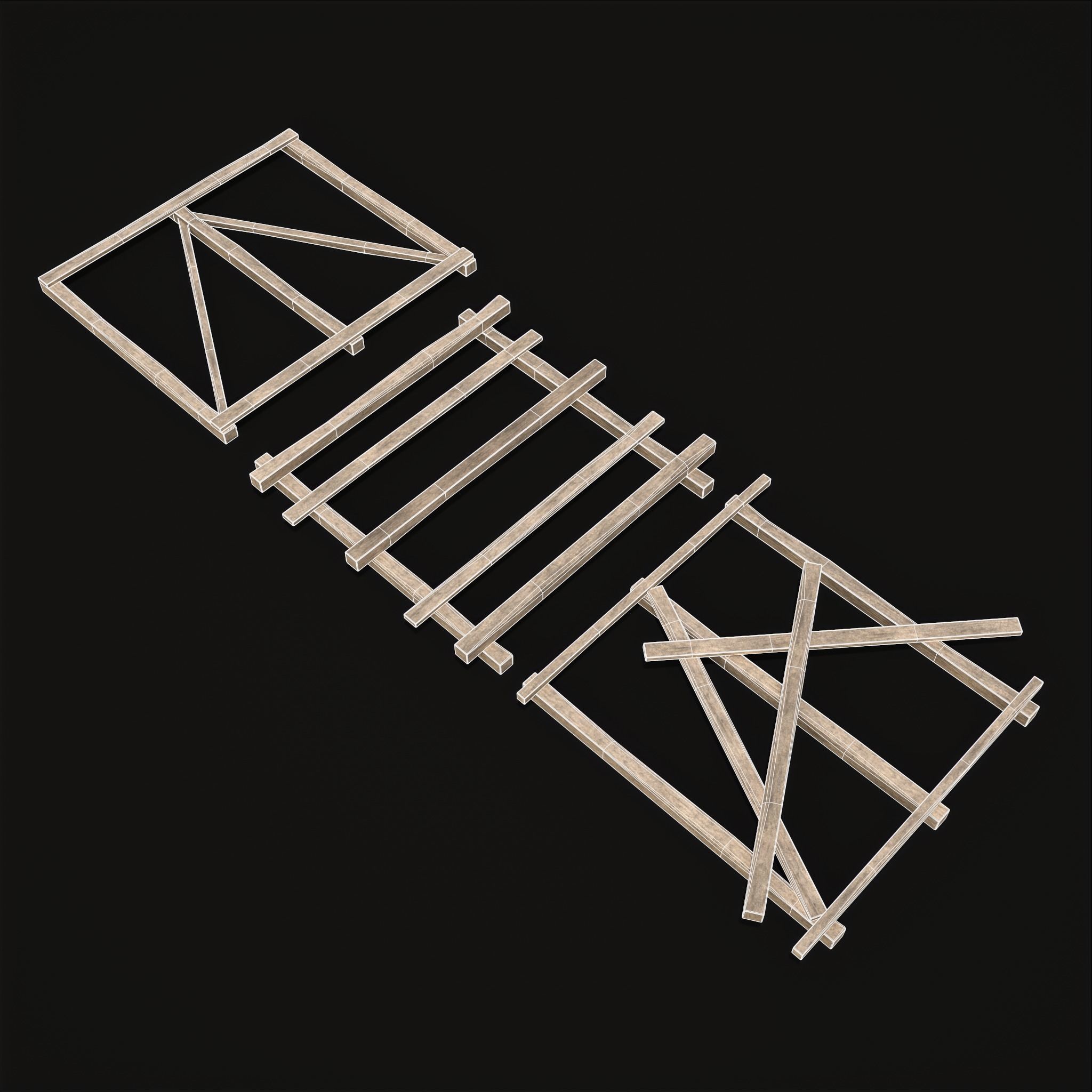 Rustic Mid Construction Wood Piles Low-poly 3D model_20