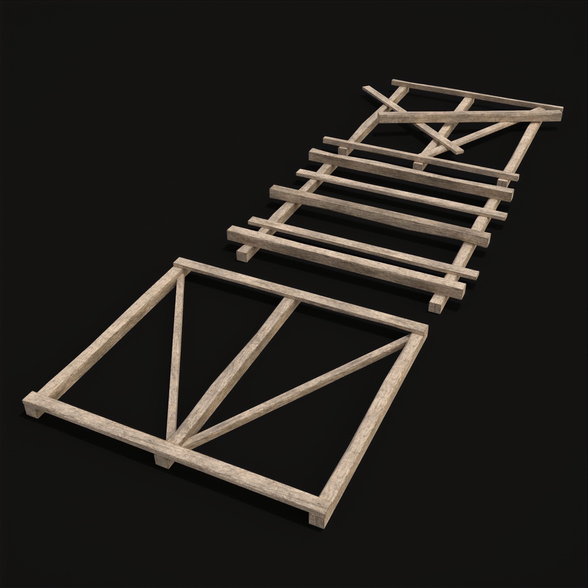 Rustic Mid Construction Wood Piles Low-poly 3D model_3
